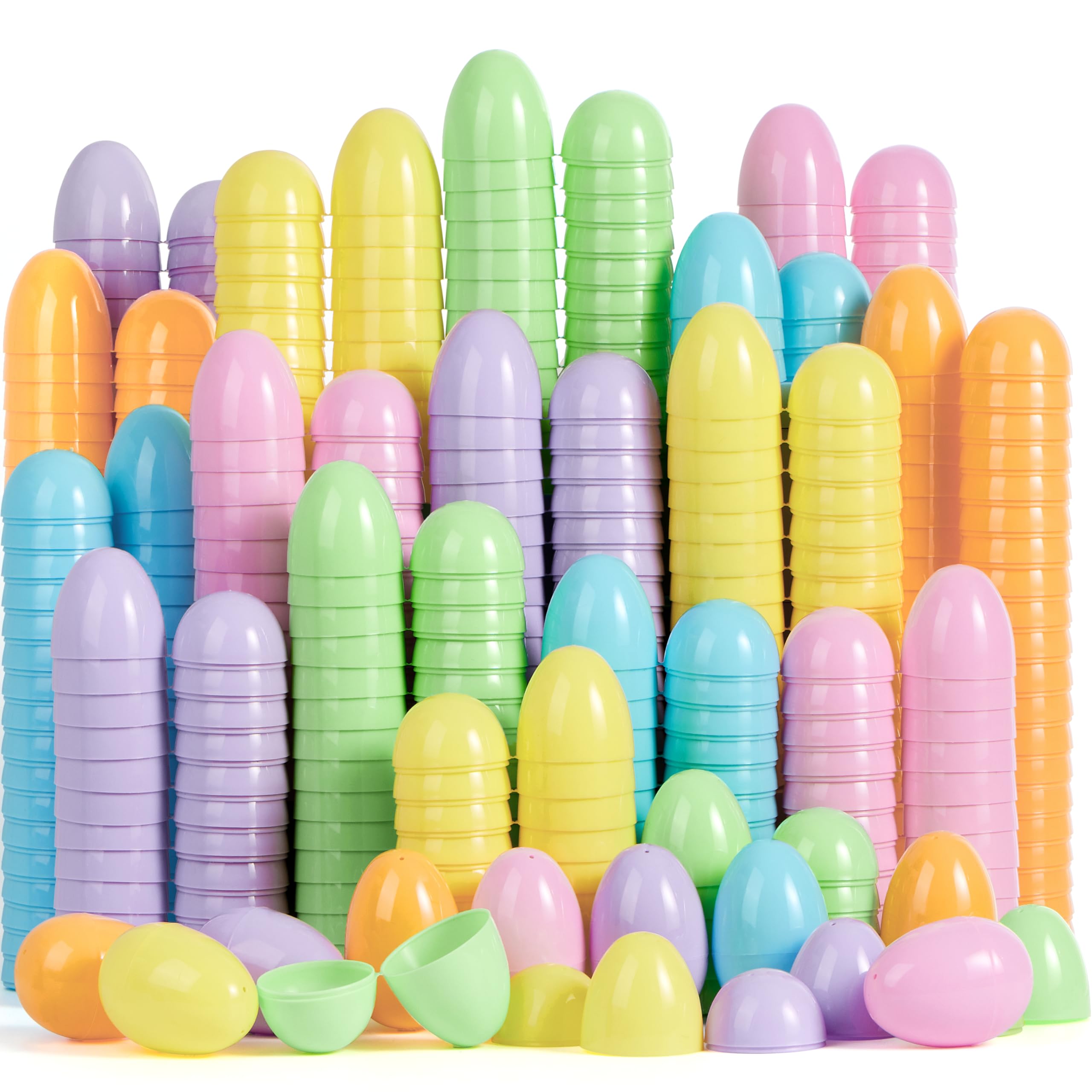 100Pcs Pastel Plastic Easter Eggs Fillable for Easter Hunt & Party Favors