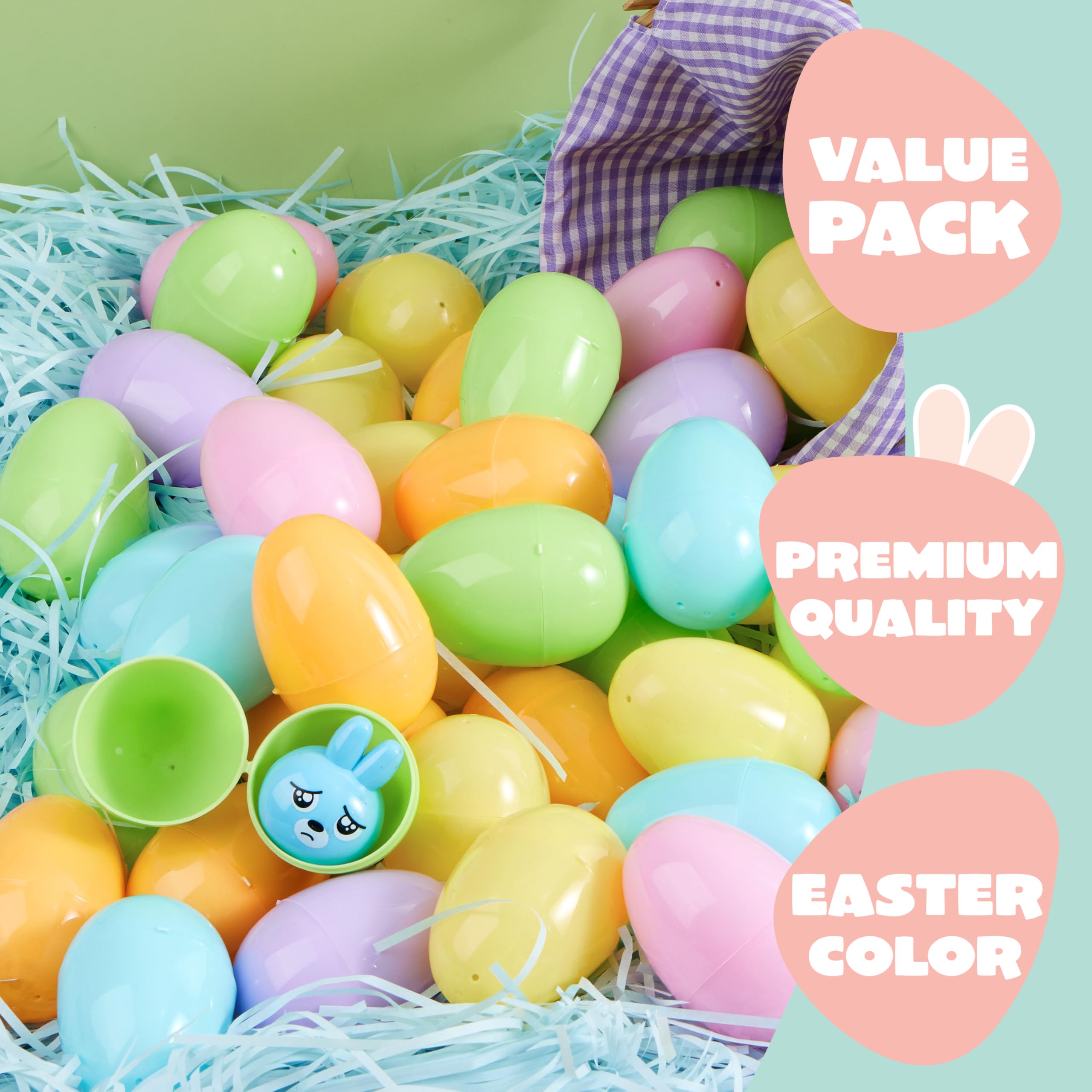 100Pcs Pastel Plastic Easter Eggs Fillable for Easter Hunt & Party Favors - Image 7