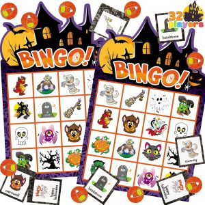 32Pcs Halloween Bingo Game Cards