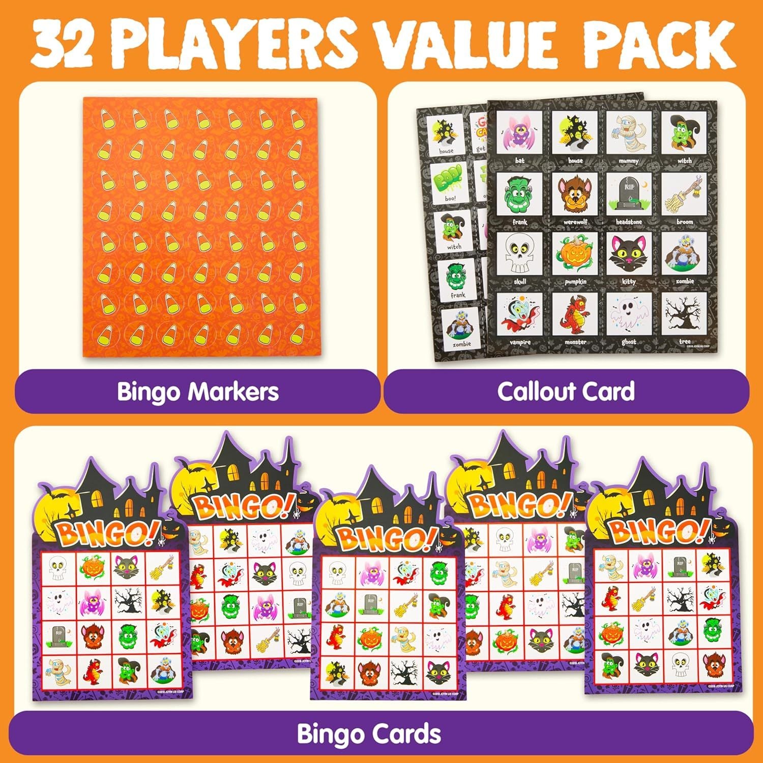 32Pcs Halloween Bingo Game Cards - Image 2