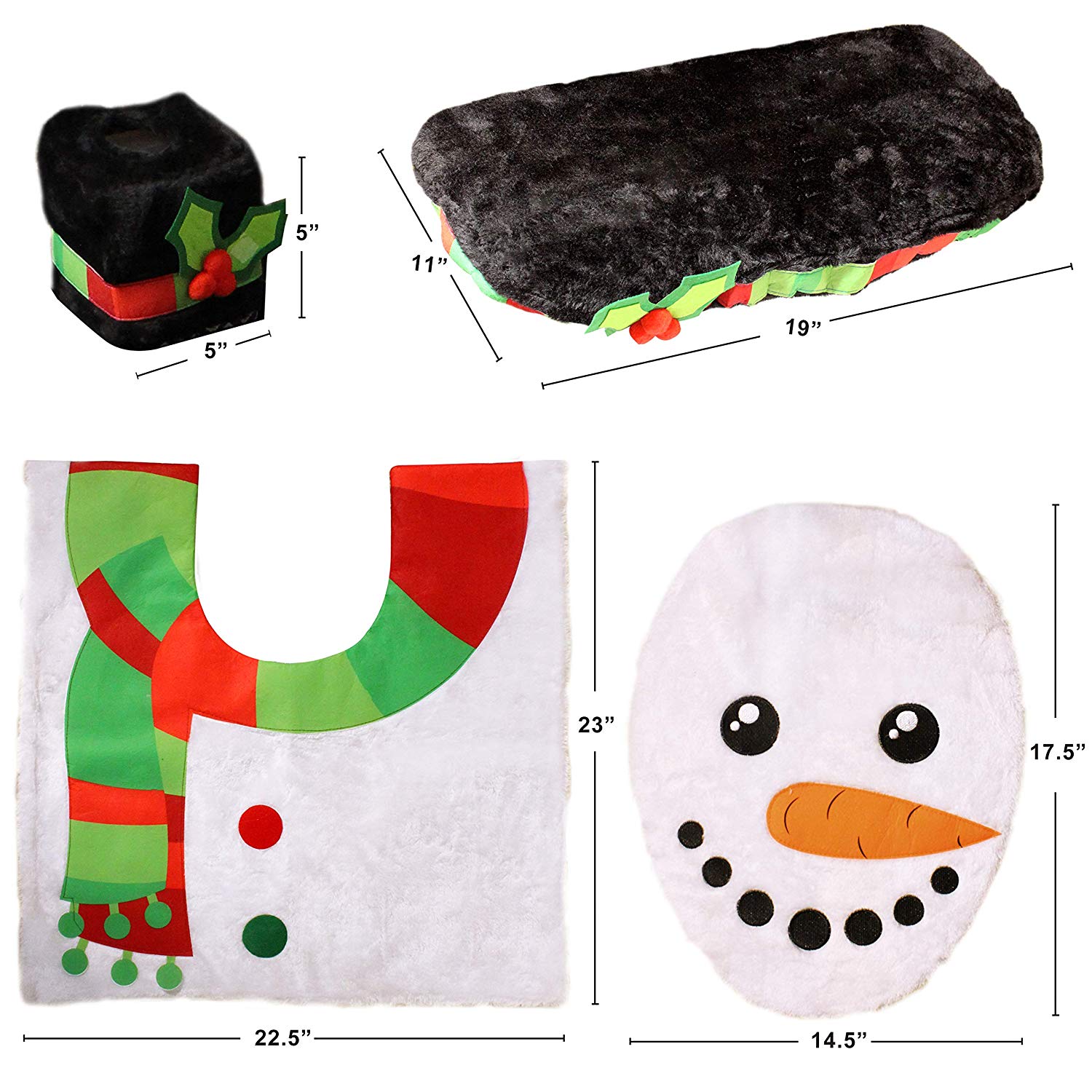 5 Pieces Christmas Snowman Theme Bathroom Decoration Set - Image 5