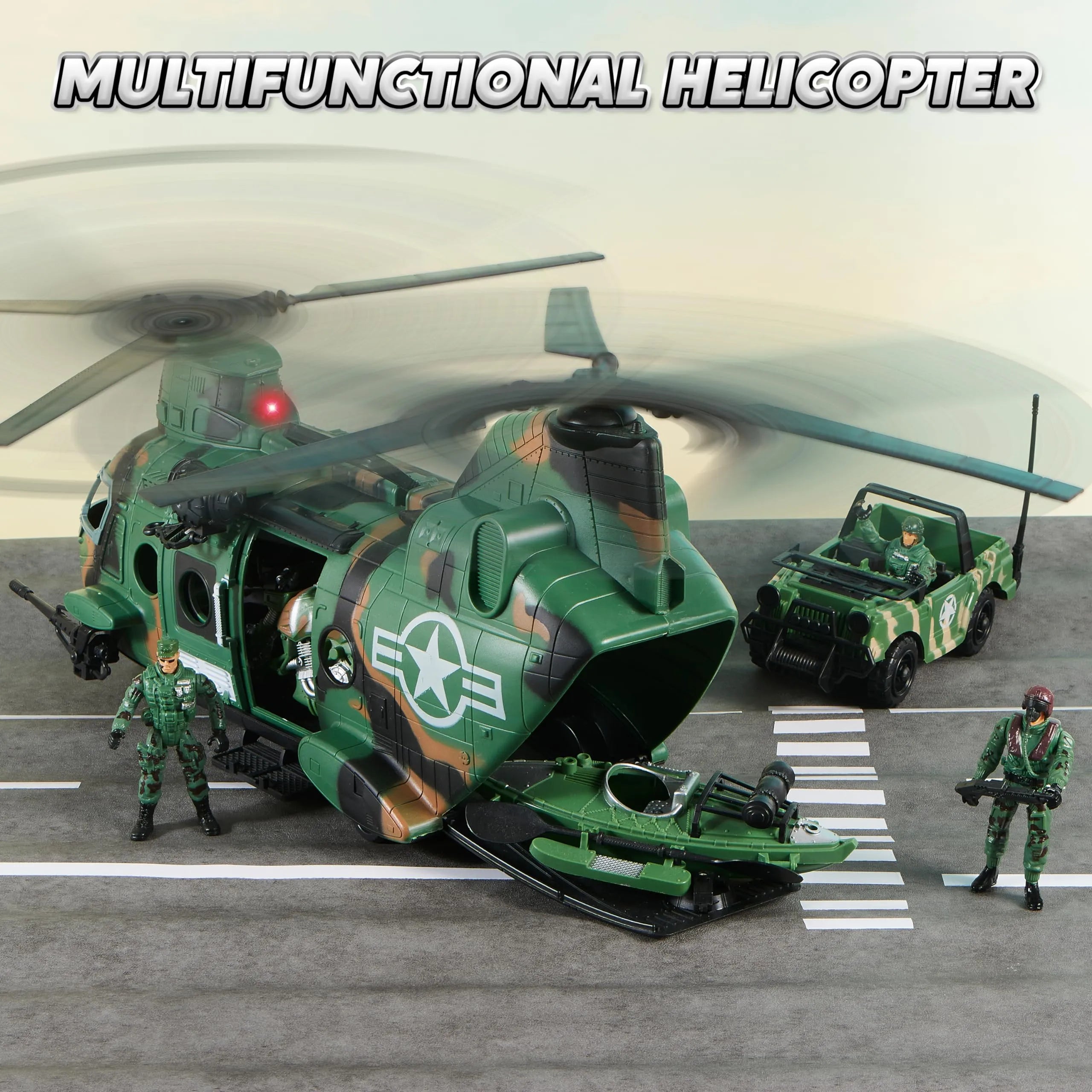 10-in-1 Jumbo Military Transport Helicopter Toy Set - Image 3