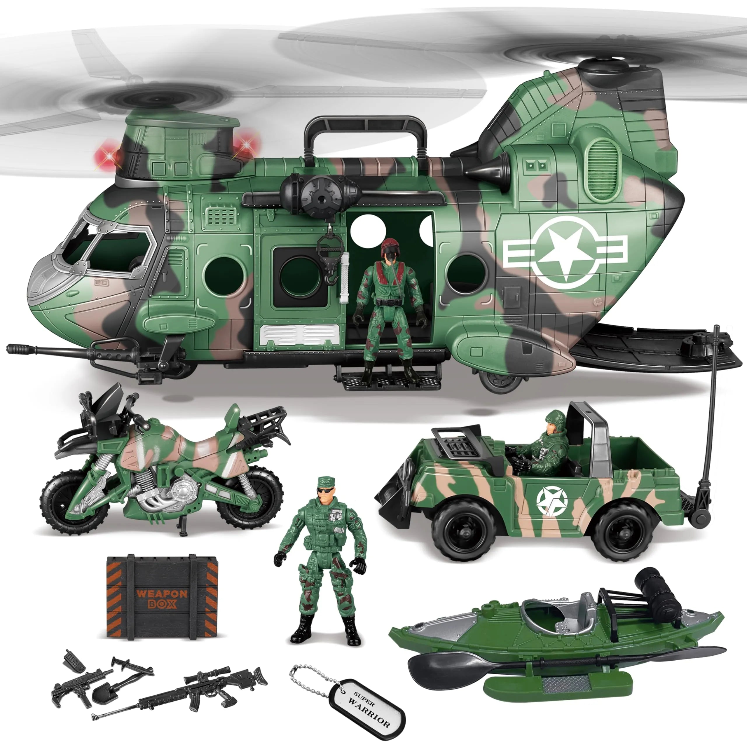 10-in-1 Jumbo Military Transport Helicopter Toy Set