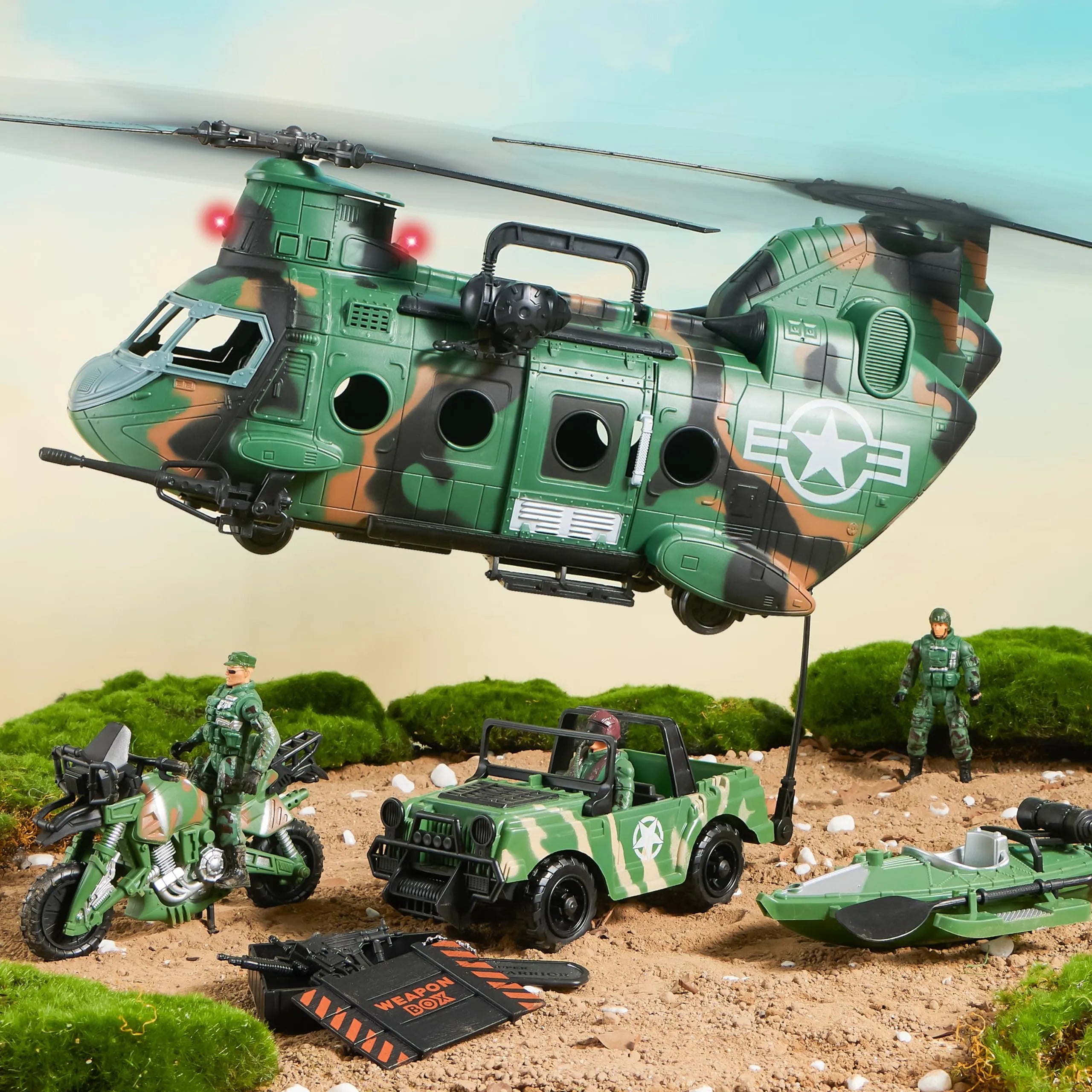 10-in-1 Jumbo Military Transport Helicopter Toy Set - Image 5