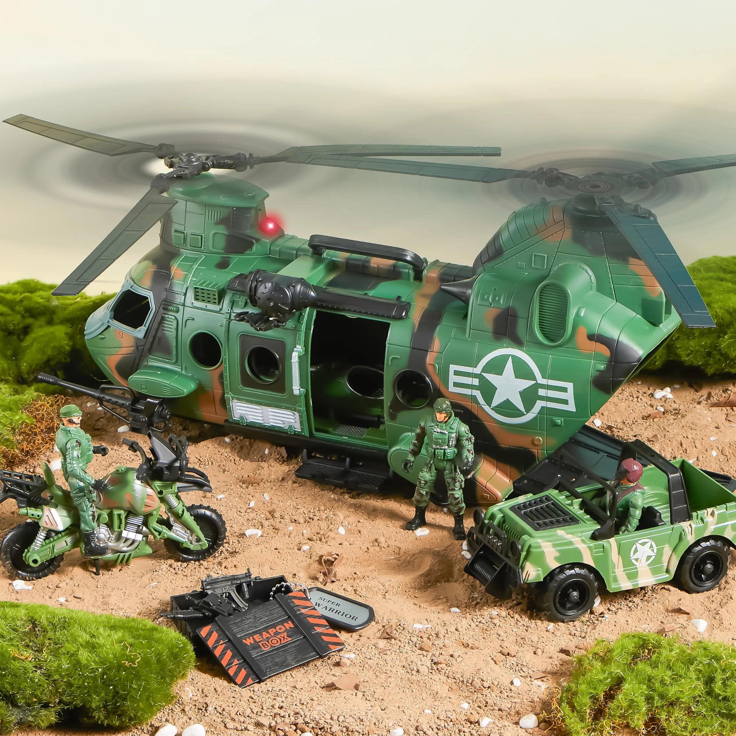 10-in-1 Jumbo Military Transport Helicopter Toy Set - Image 7