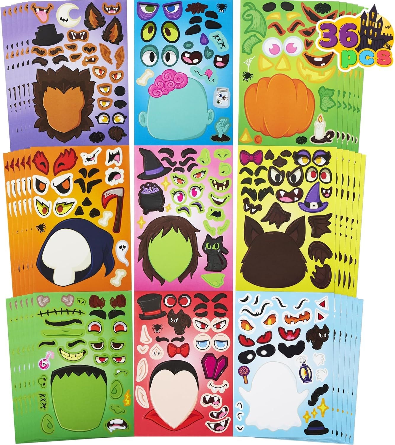 36 Pcs Make-a-face Sticker Sheets
