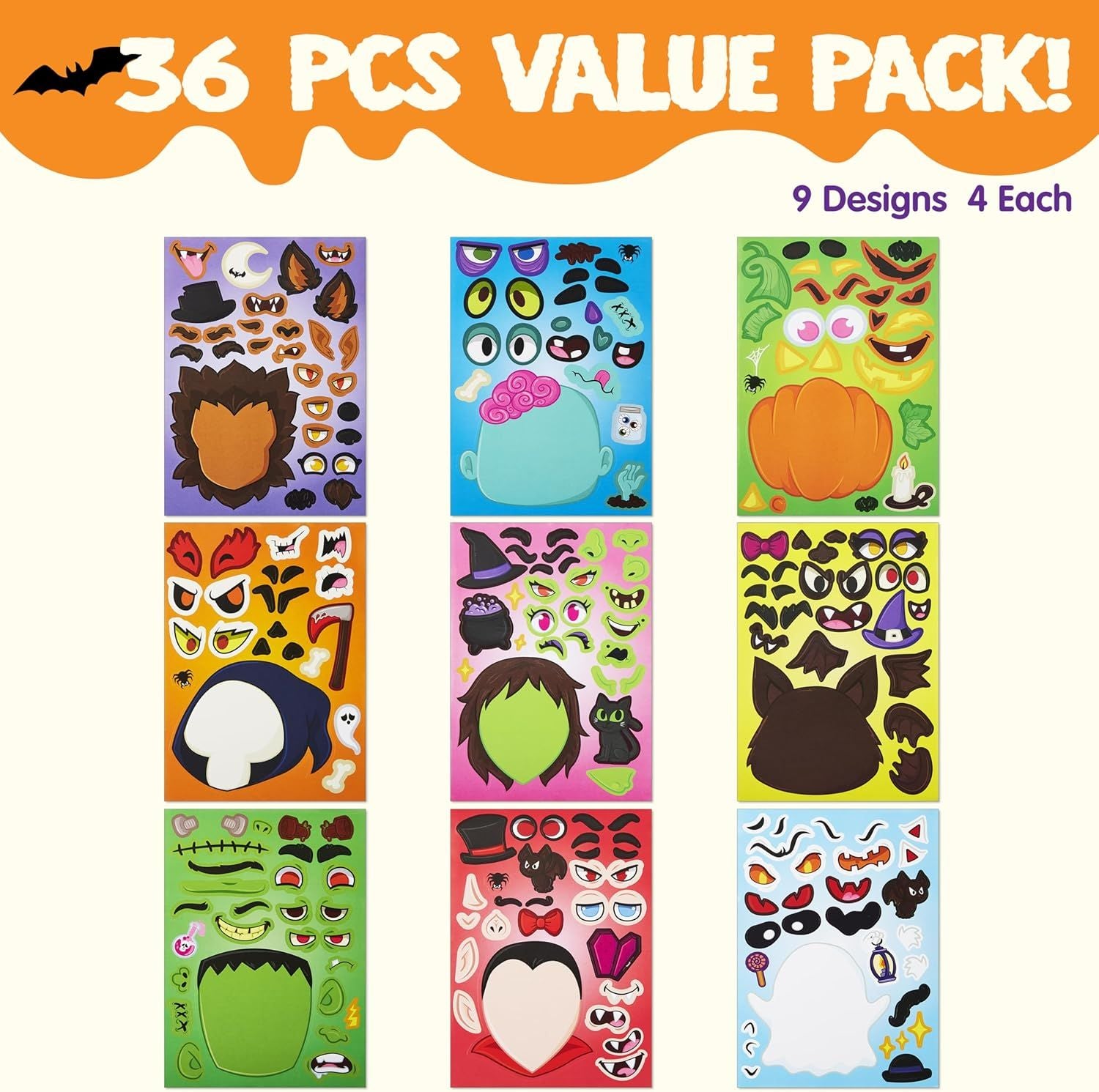 36 Pcs Make-a-face Sticker Sheets - Image 2