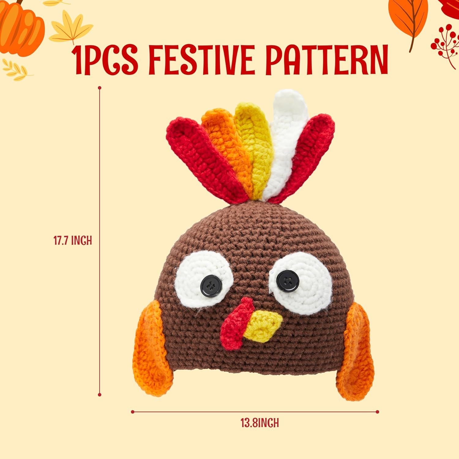 Thanksgiving Turkey Beanie Hat with Ear Flaps - Image 6
