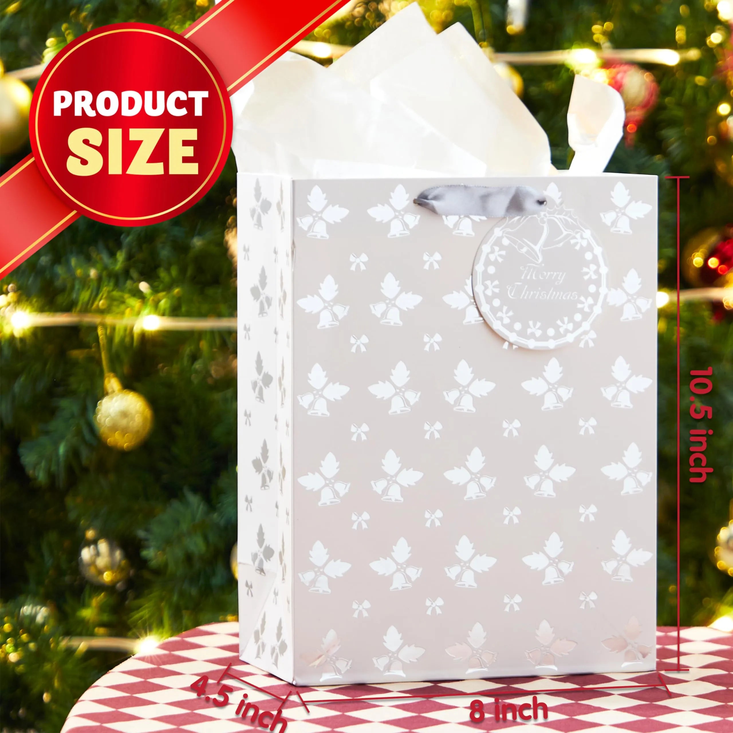 12 PCS Christmas Holiday Foil Silver Gift Bags 8in x4.5in x10.5in - Image 4