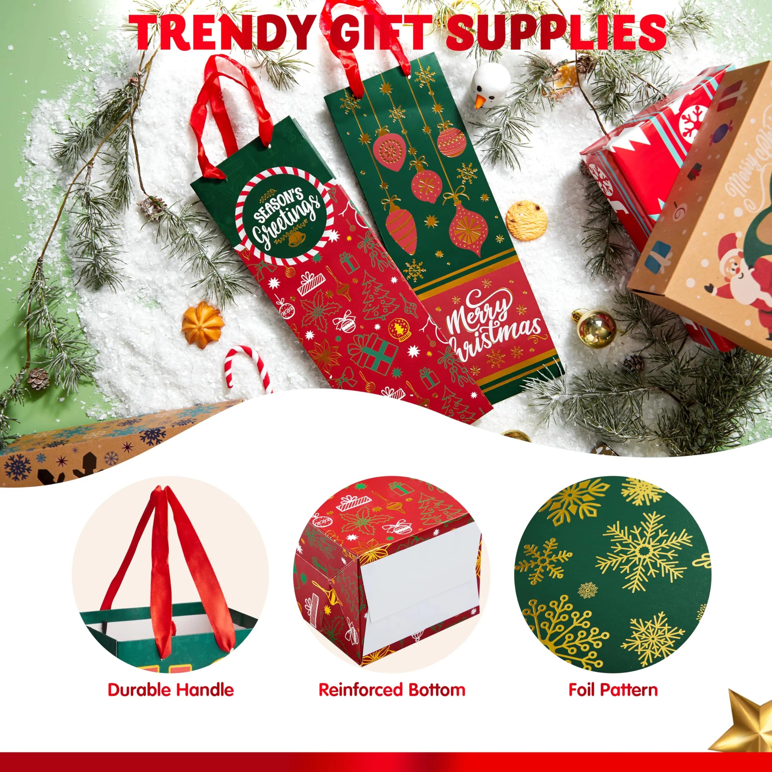 12 PCS Christmas Wine Gift Bags Holiday Wine Bottles Wrap Bags - Image 6