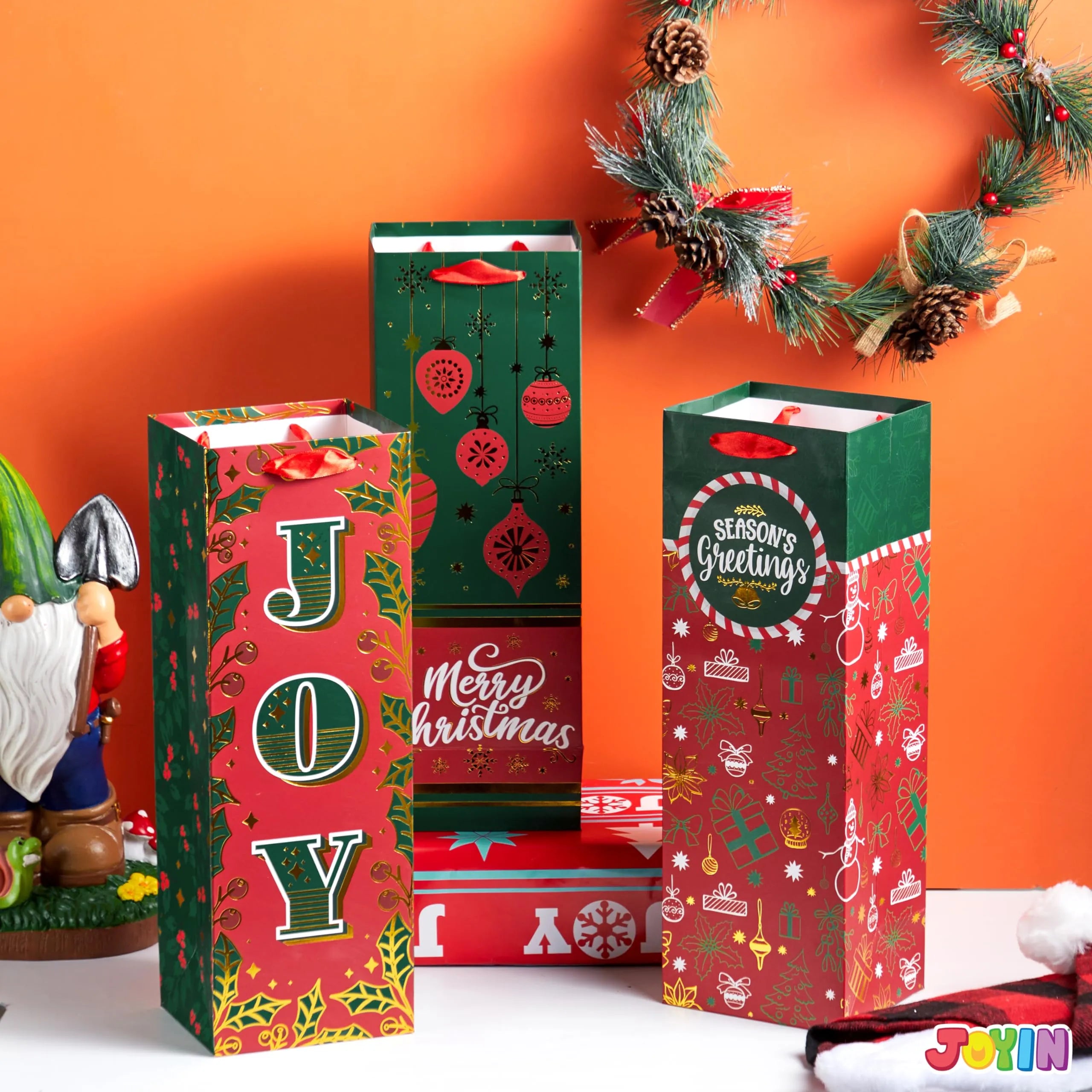 12 PCS Christmas Wine Gift Bags Holiday Wine Bottles Wrap Bags - Image 3