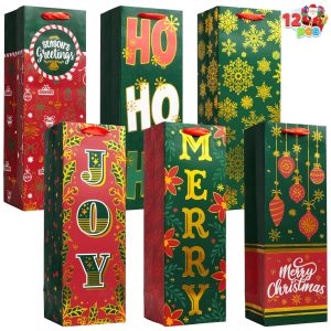 12 PCS Christmas Wine Gift Bags Holiday Wine Bottles Wrap Bags