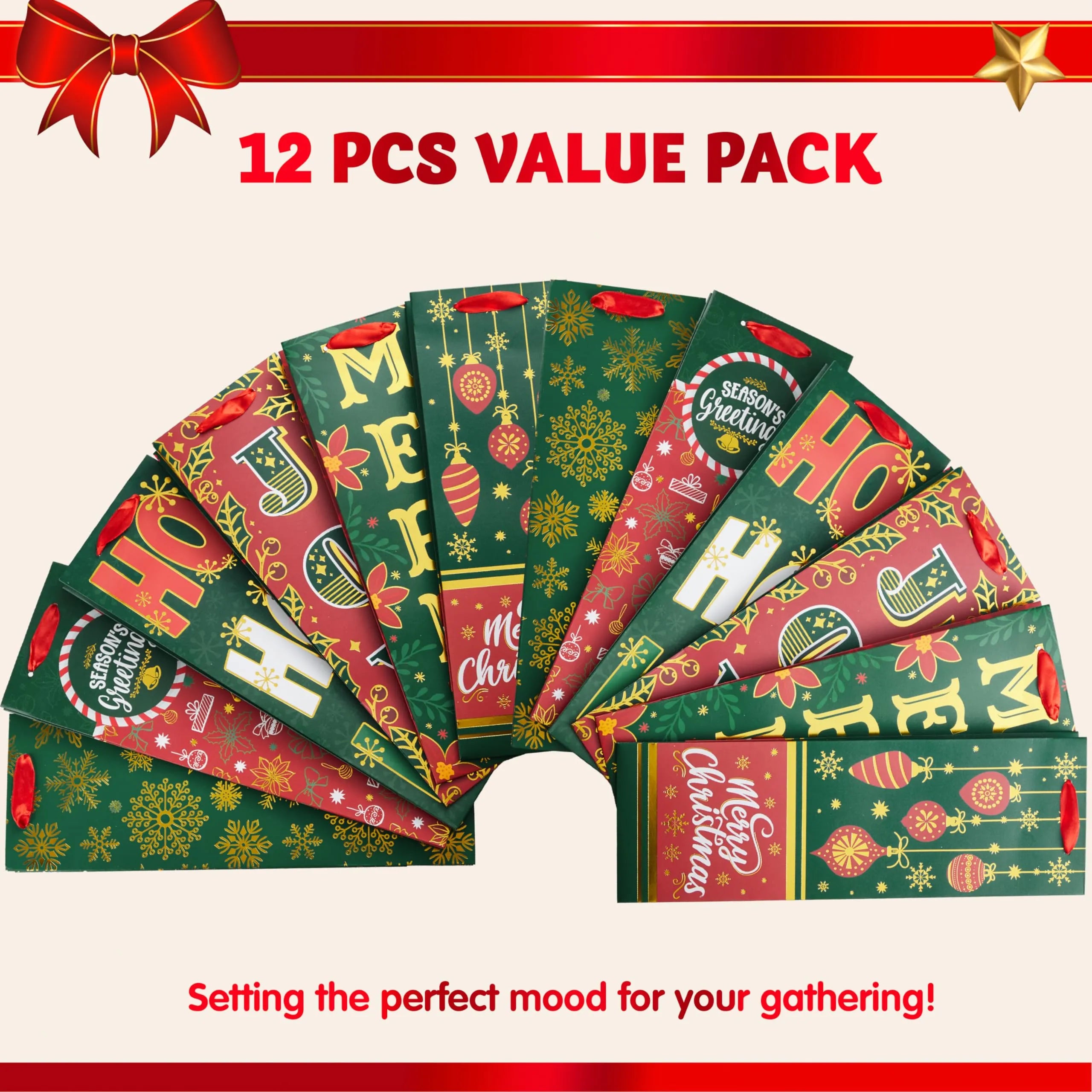 12 PCS Christmas Wine Gift Bags Holiday Wine Bottles Wrap Bags - Image 5