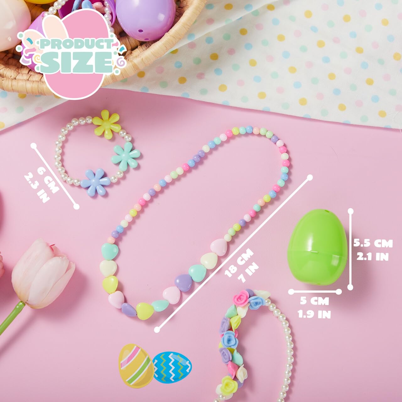12 Pack Prefilled Easter Eggs with Jewelry Toys for Kids Party Favors & Classroom Prizes - Image 3