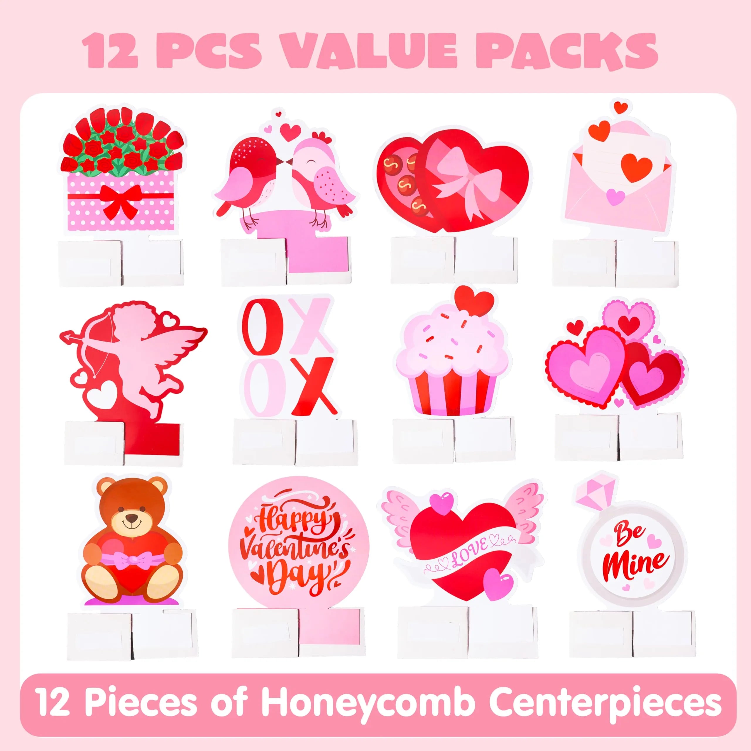 12 Pack Valentine Honeycomb Centerpieces for Table Decorations - Image 3