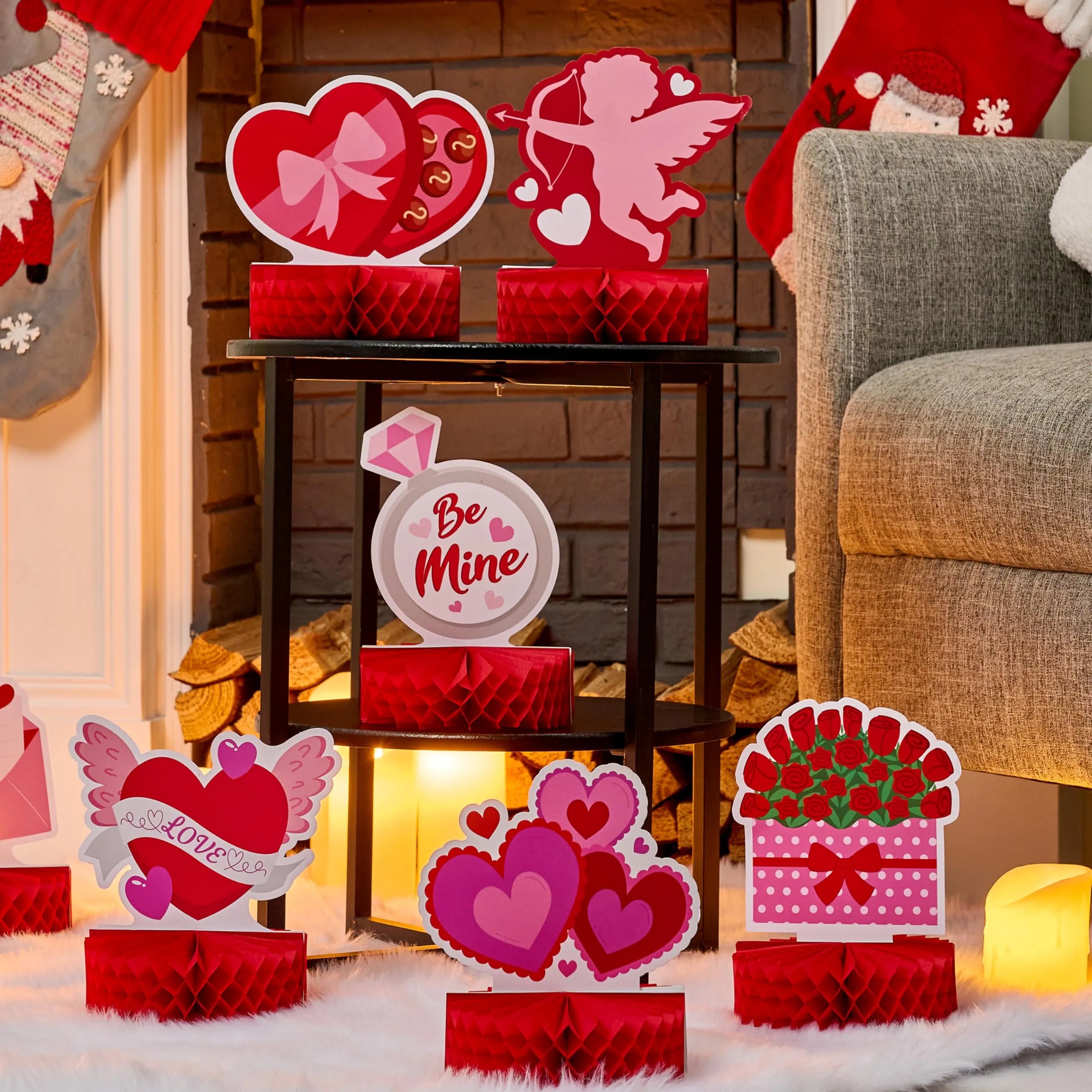12 Pack Valentine Honeycomb Centerpieces for Table Decorations - Image 6