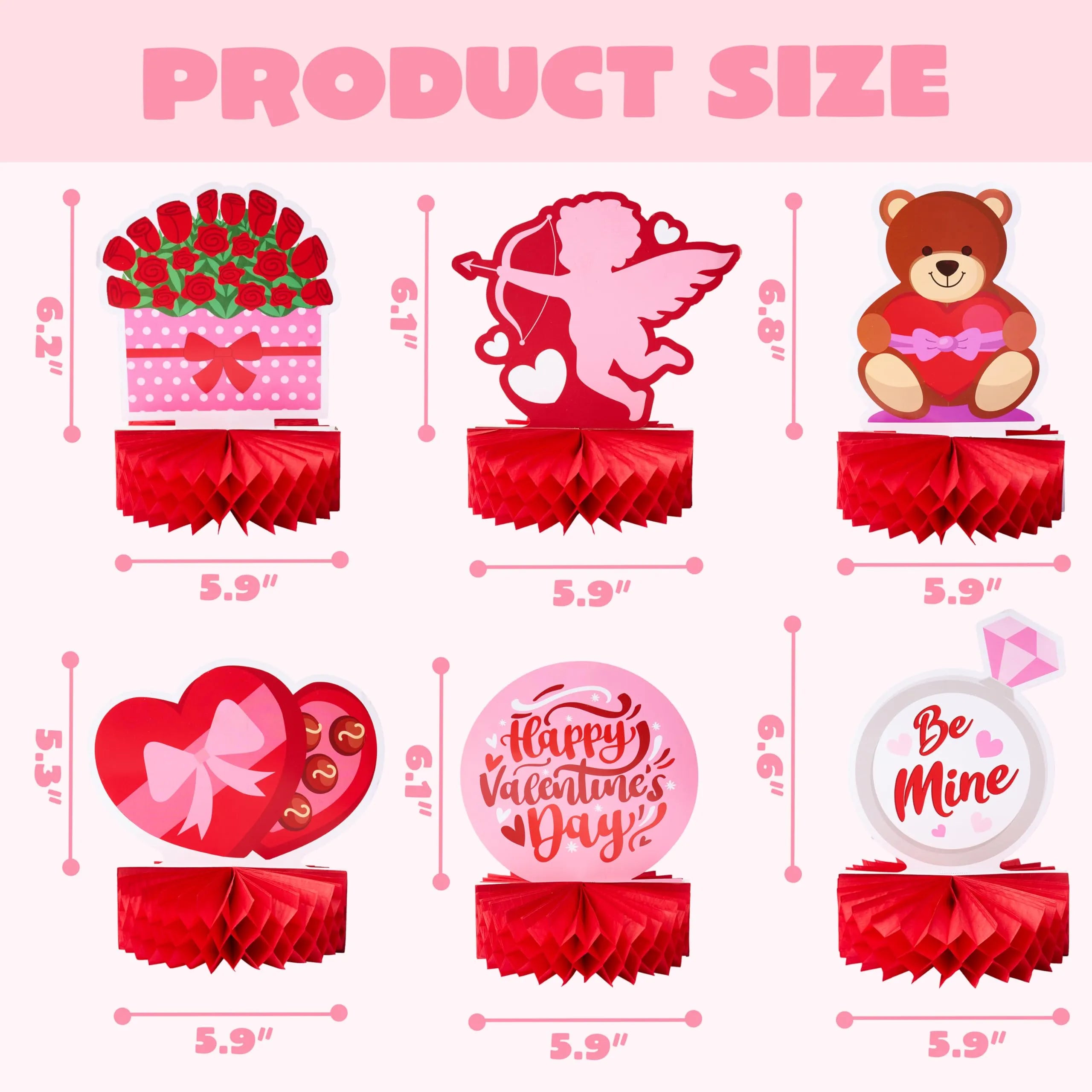 12 Pack Valentine Honeycomb Centerpieces for Table Decorations - Image 7