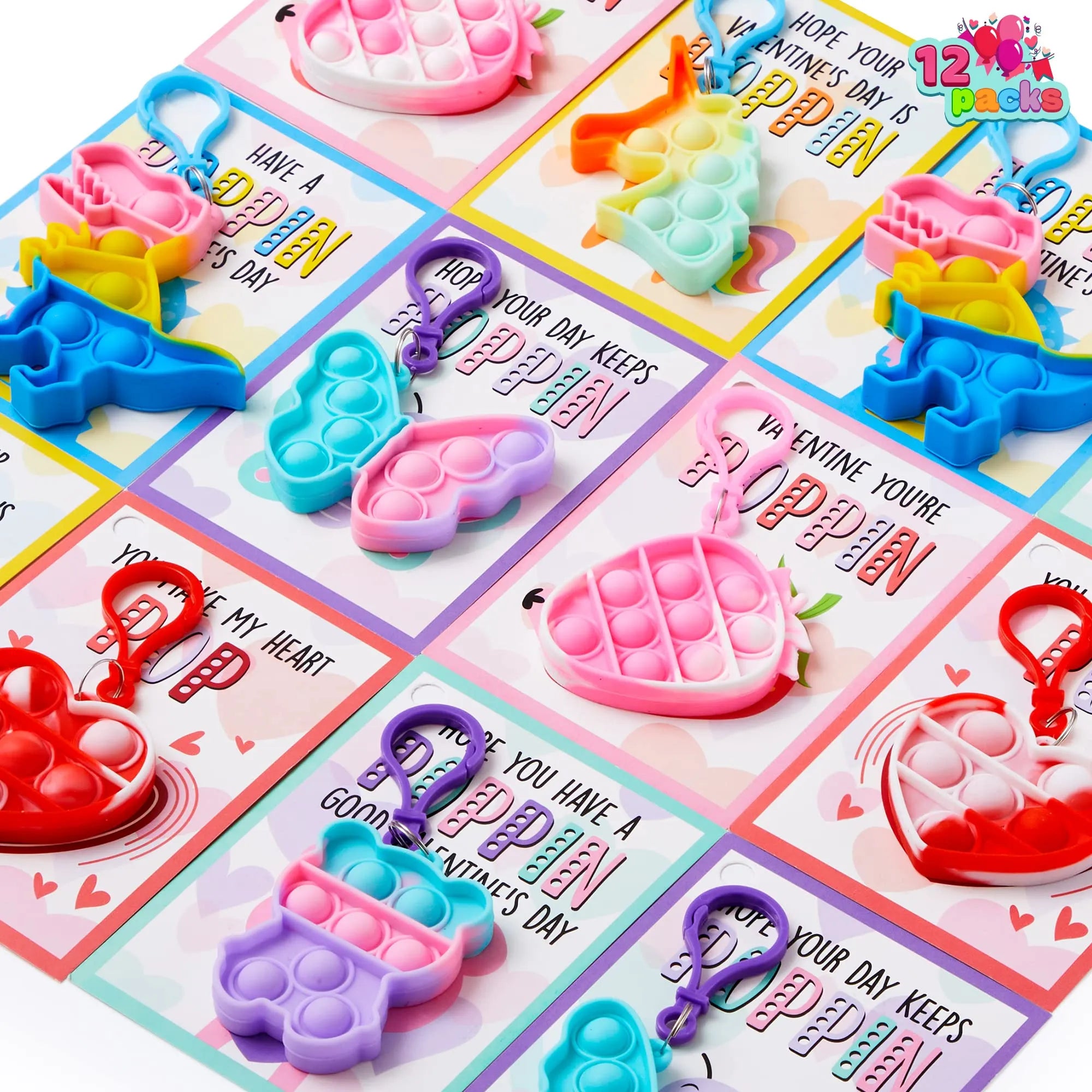 12 Packs Valentines Day Cards with Keychain Toys - Image 3