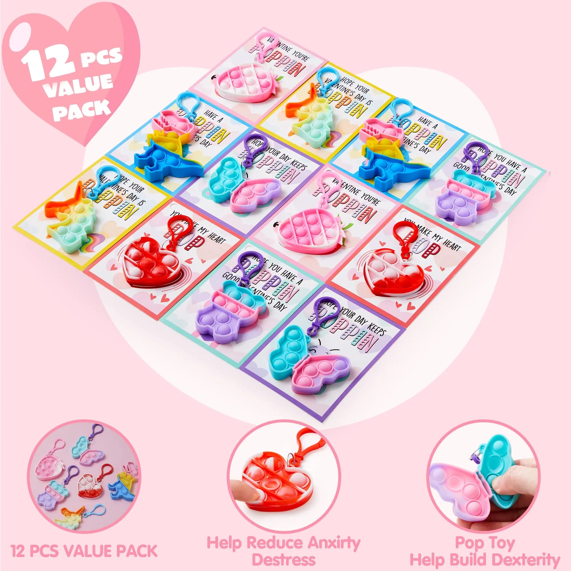 12 Packs Valentines Day Cards with Keychain Toys - Image 4
