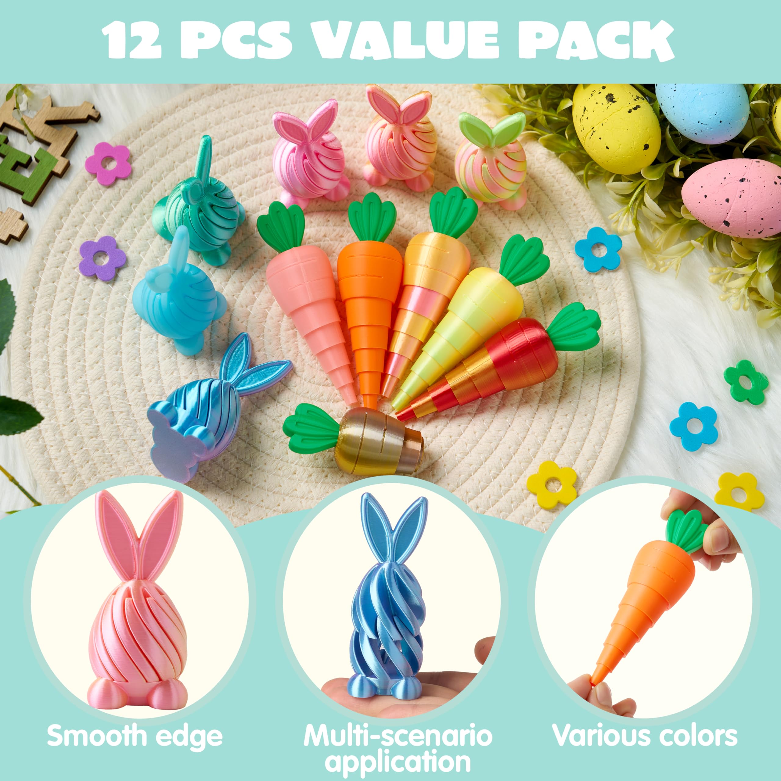 12 Pcs 3D Printed Easter Fidget Toys for Party & Classroom - Image 2