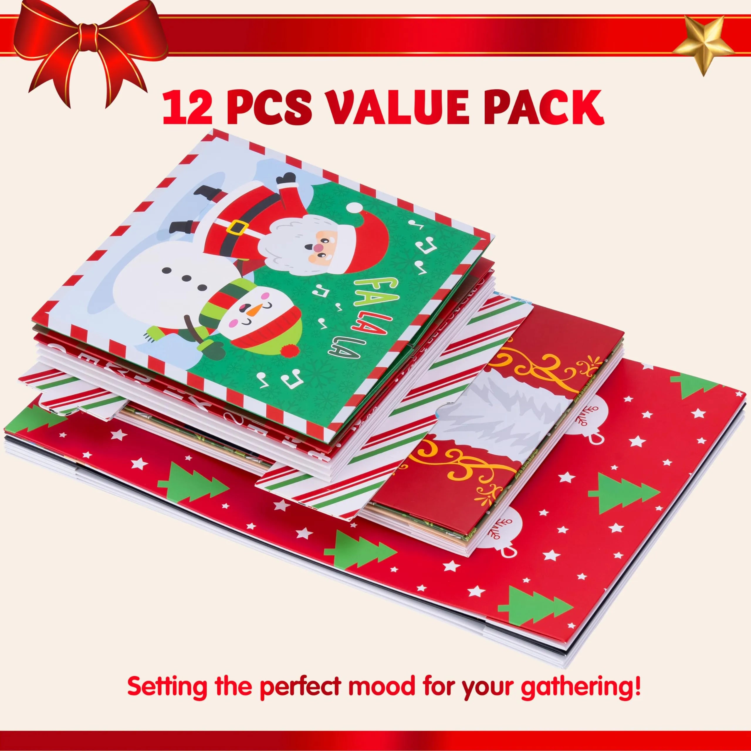12Pcs 4 Size 12 Christmas Tone Pattern Designs Assorted Wrap Gift Set of Boxes - Image 4