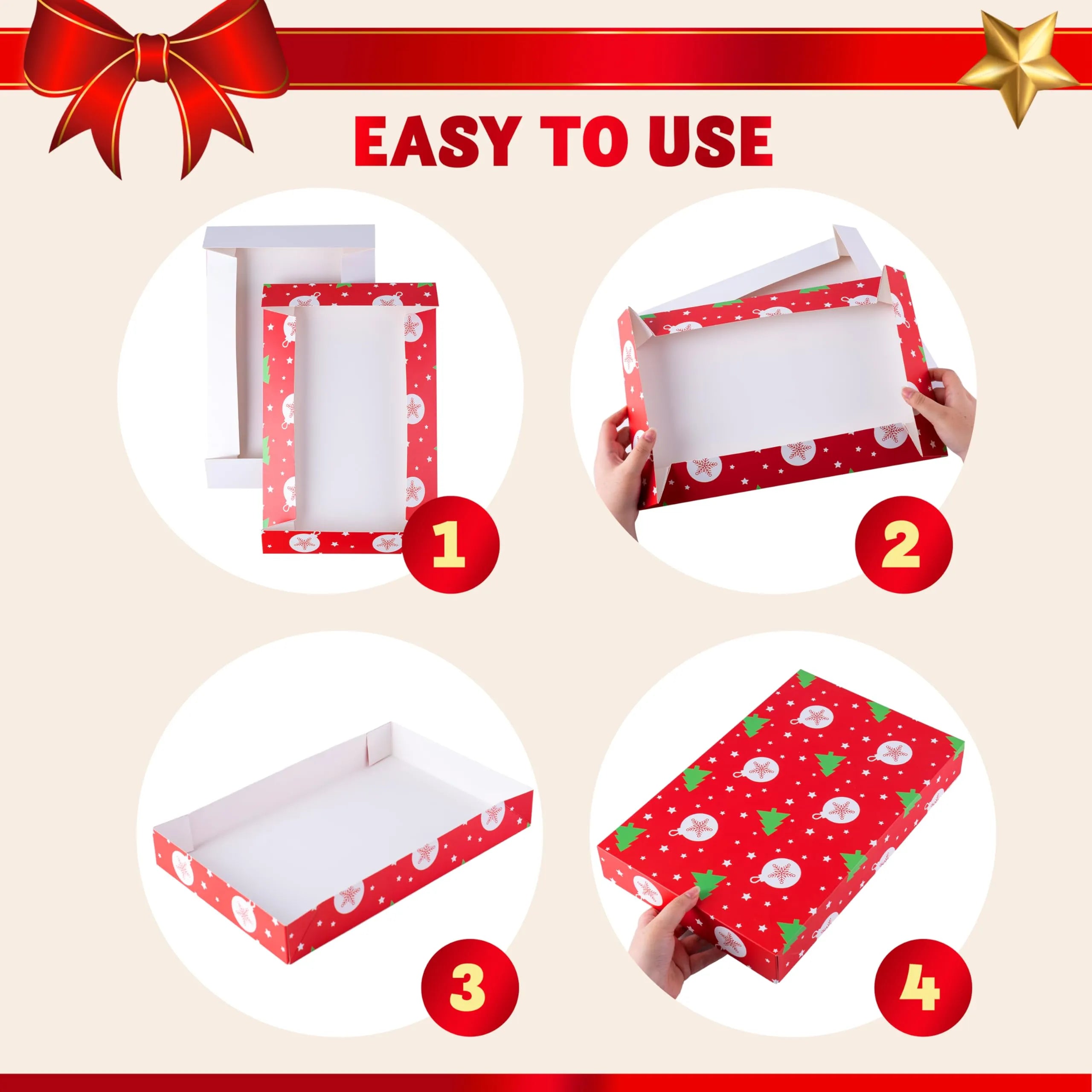 12Pcs 4 Size 12 Christmas Tone Pattern Designs Assorted Wrap Gift Set of Boxes - Image 3