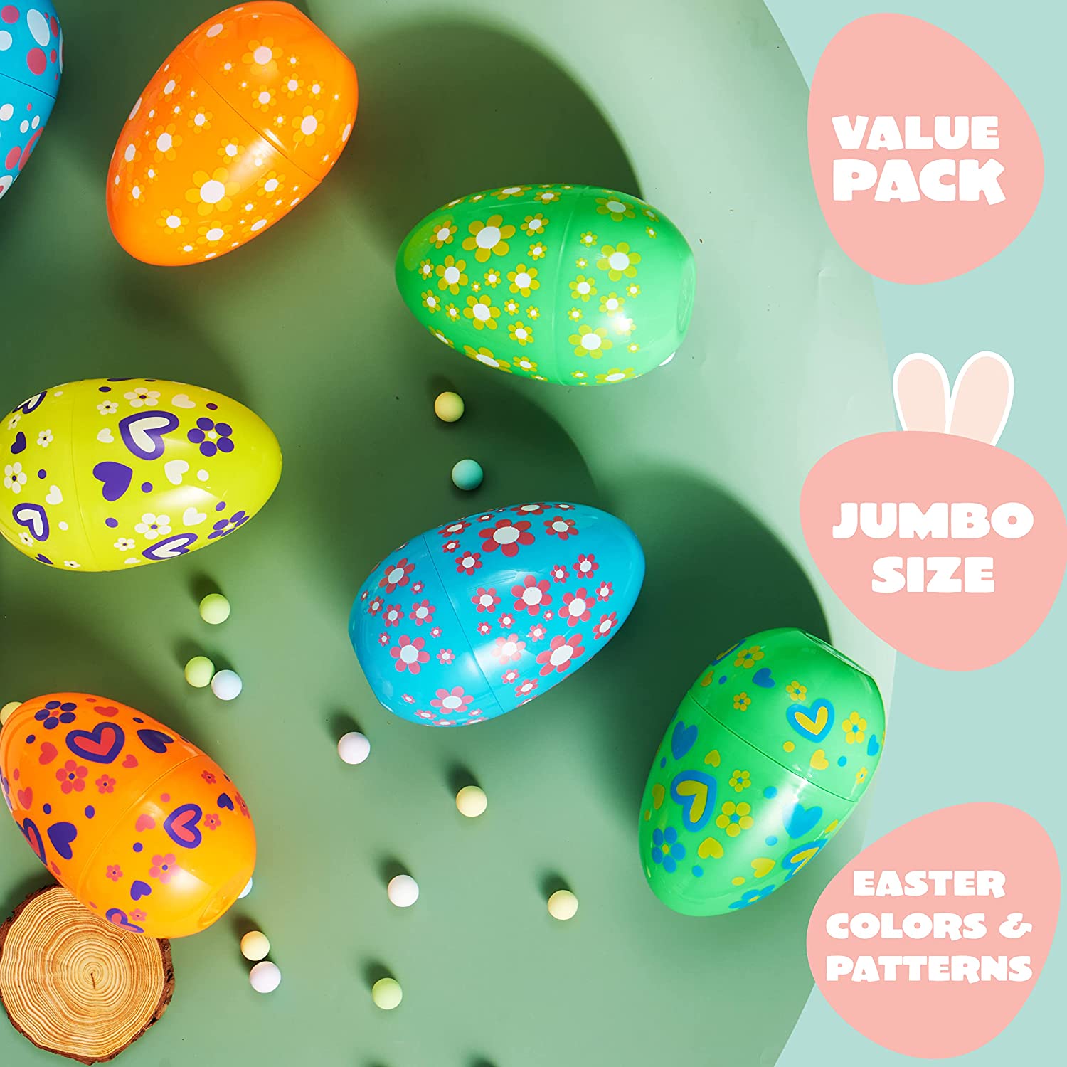 12Pcs Bright Color Plastic Easter Egg Shells 7in - Image 4