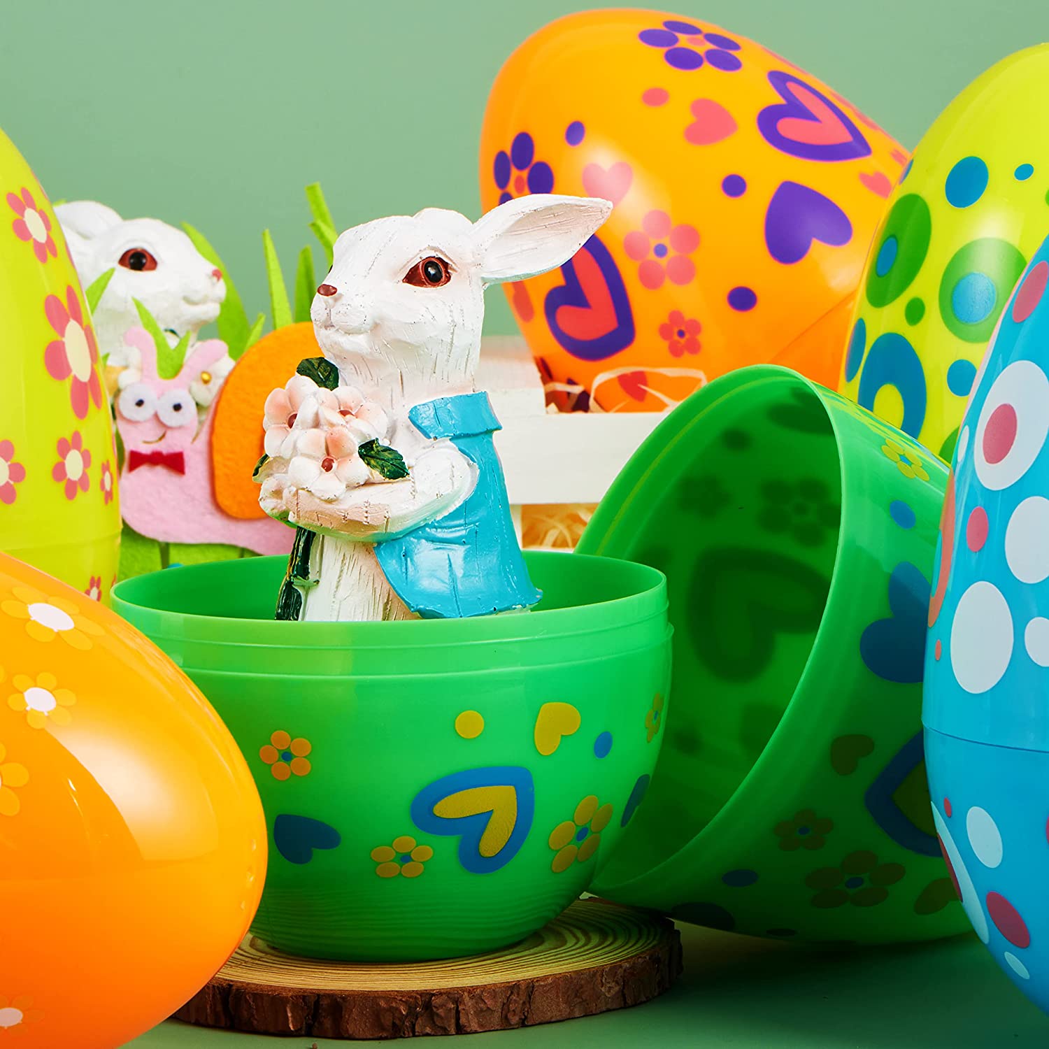 12Pcs Bright Color Plastic Easter Egg Shells 7in - Image 7