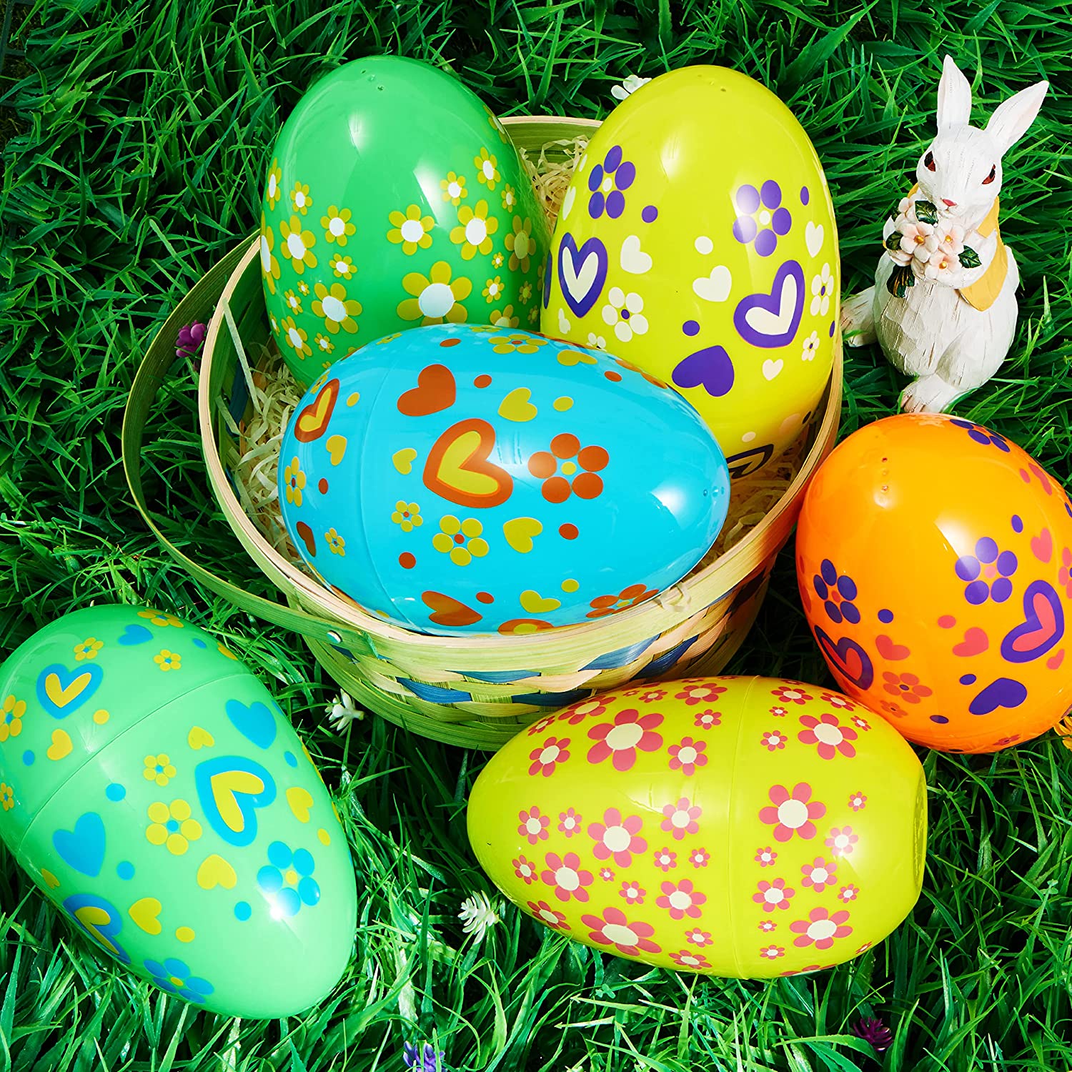 12Pcs Bright Color Plastic Easter Egg Shells 7in - Image 8