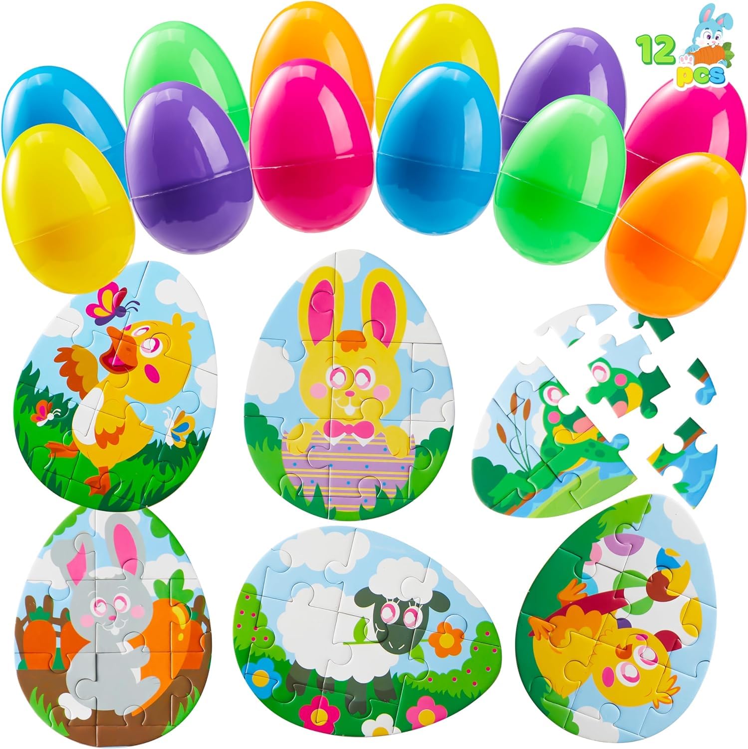 12 Pcs Easter Eggs Jigsaw Puzzle for Egg Hunt & Party Favors