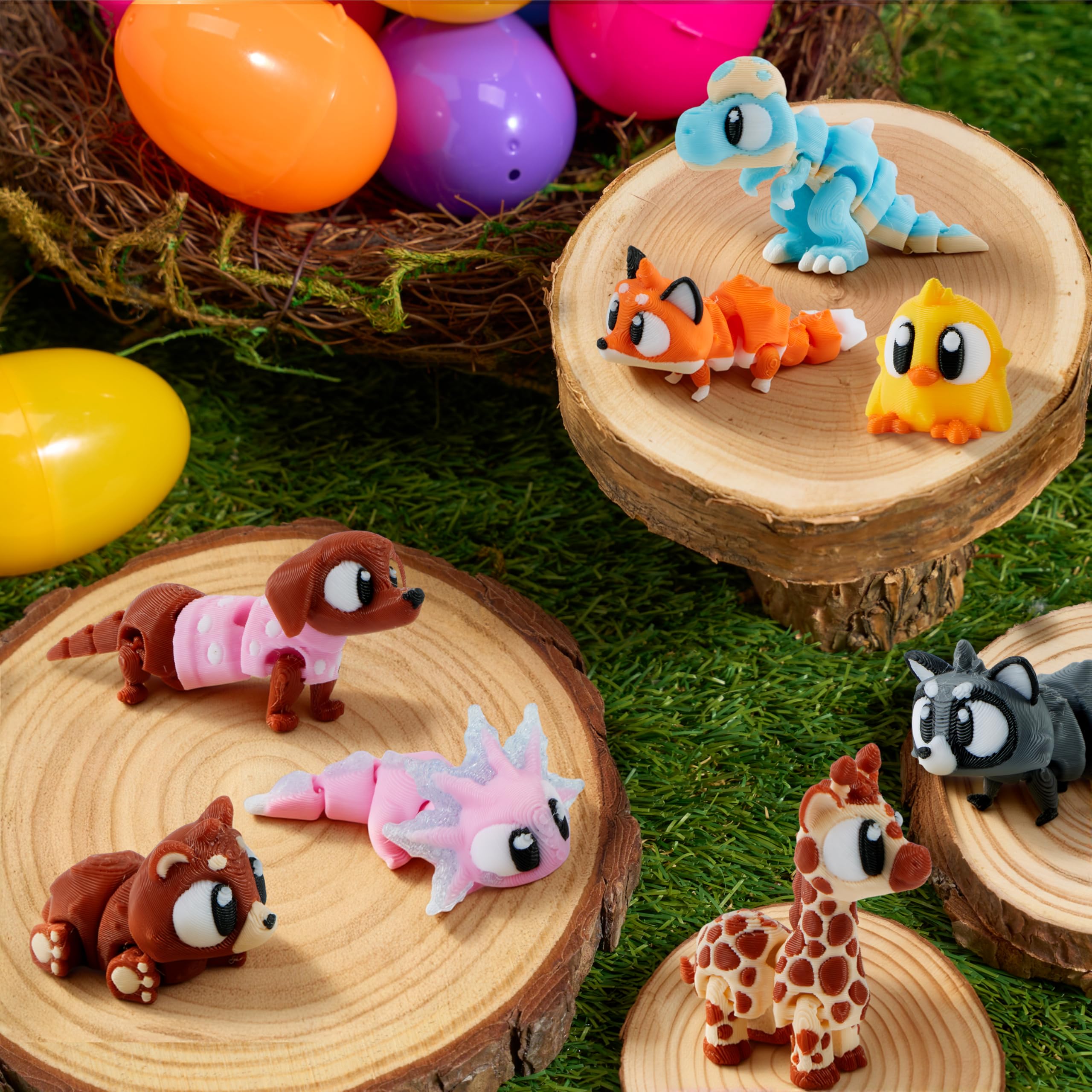 12Pcs Eggs Prefilled with 3D Printed Big Eye Animal Toys For Kids Party Favors - Image 2