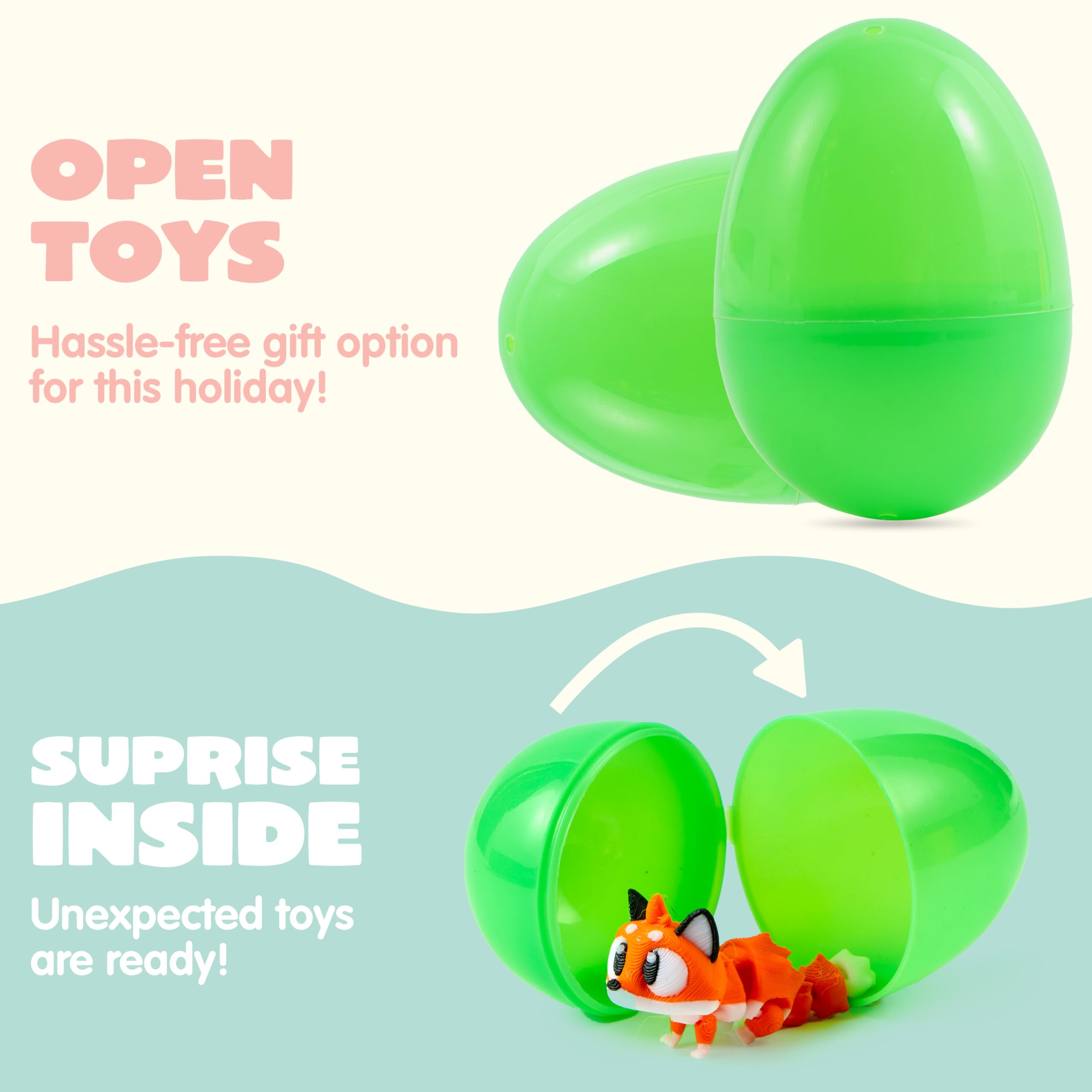 12Pcs Eggs Prefilled with 3D Printed Big Eye Animal Toys For Kids Party Favors - Image 5
