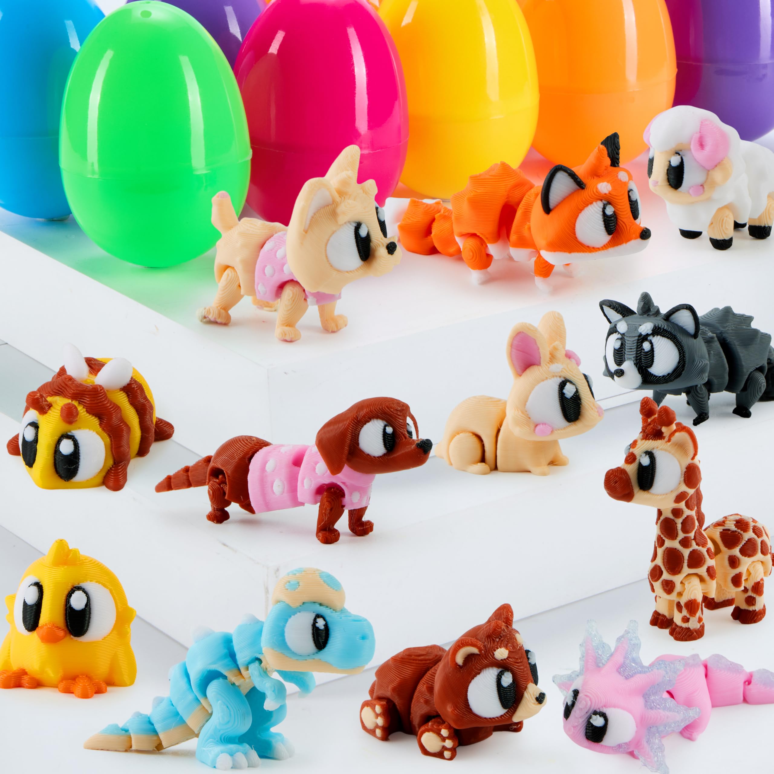12Pcs Eggs Prefilled with 3D Printed Big Eye Animal Toys For Kids Party Favors - Image 9