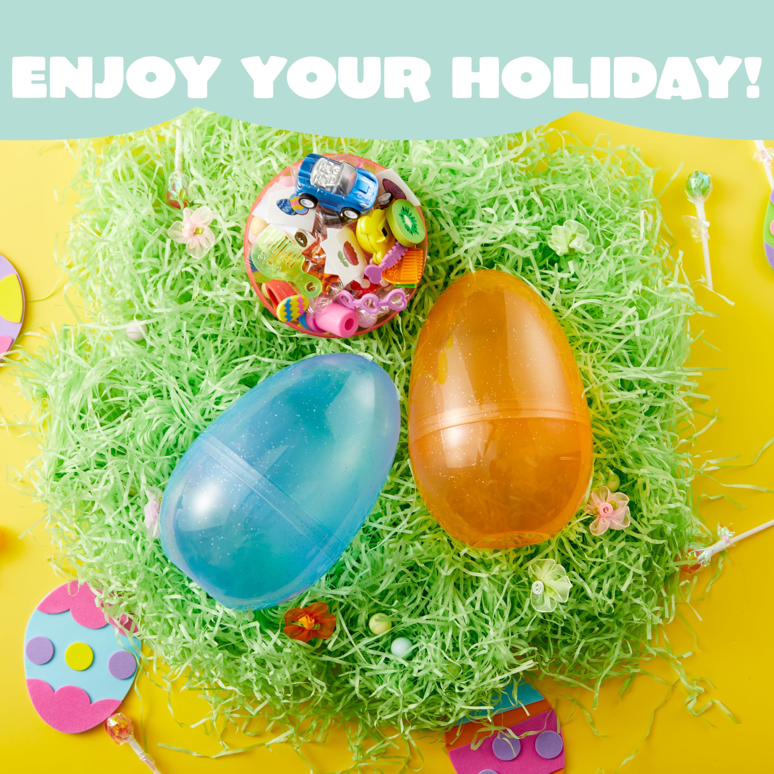12Pcs Jumbo Clear Glitter Plastic Easter Eggs Fillable Hunt Basket Stuffers - Image 5