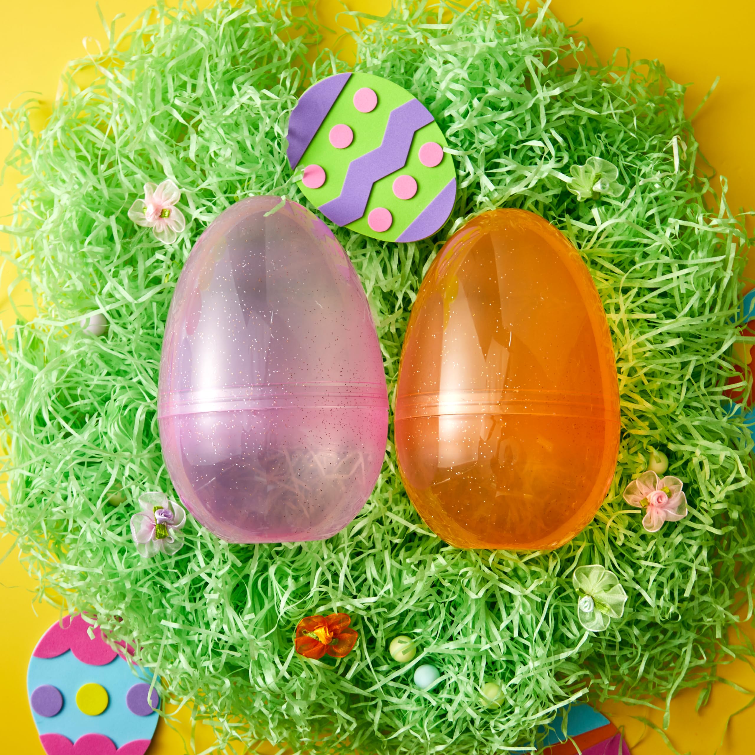12Pcs Jumbo Clear Glitter Plastic Easter Eggs Fillable Hunt Basket Stuffers - Image 7