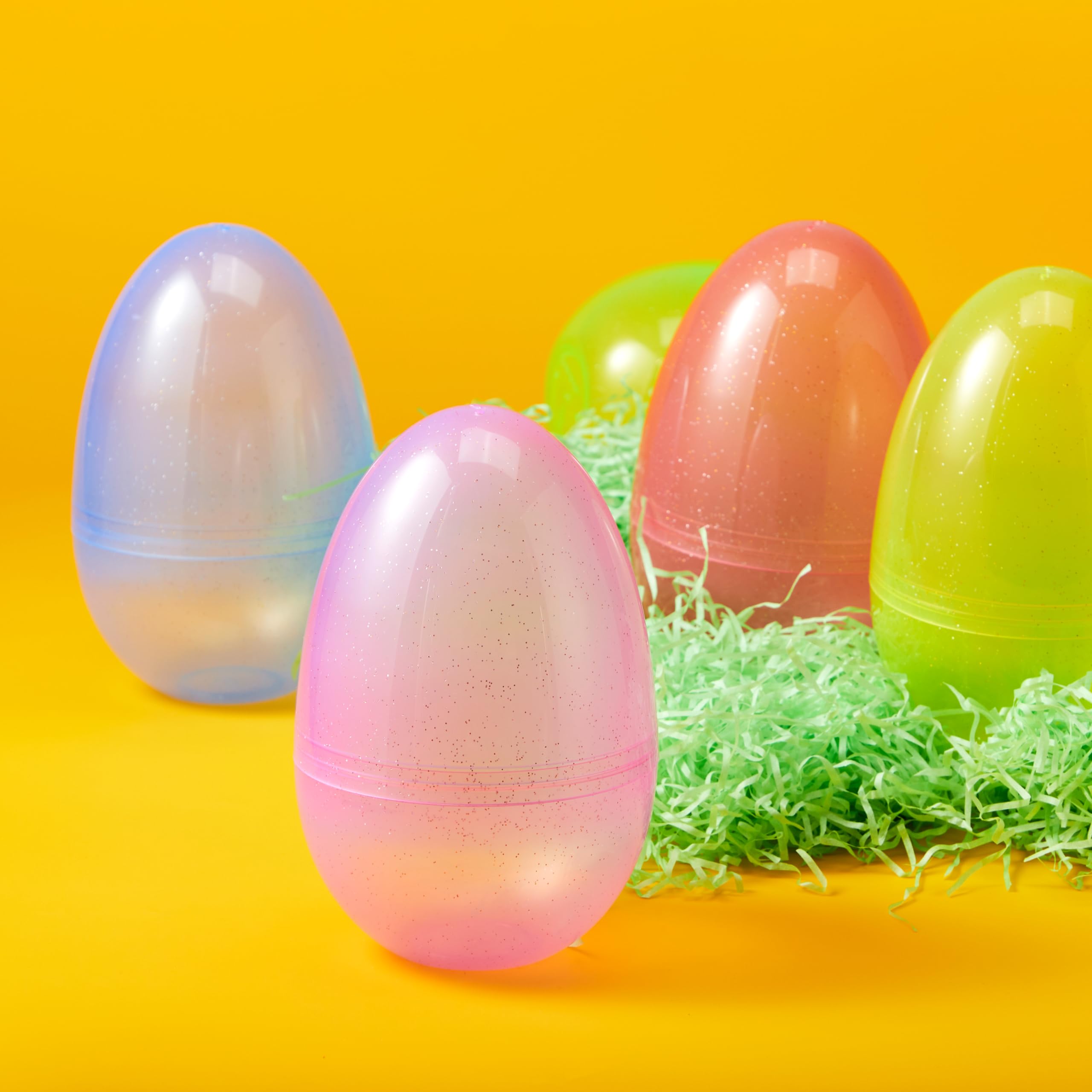12Pcs Jumbo Clear Glitter Plastic Easter Eggs Fillable Hunt Basket Stuffers - Image 8