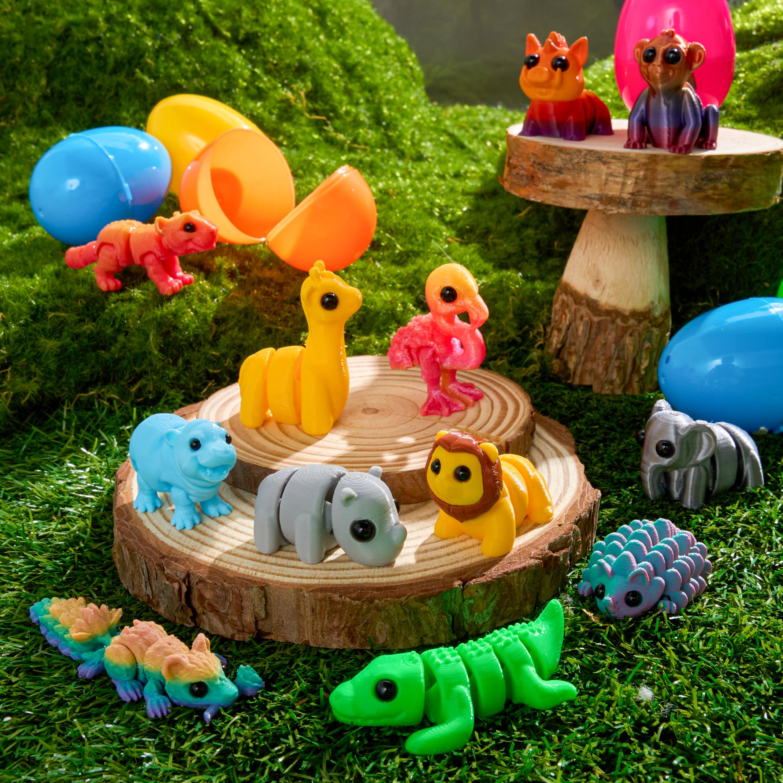 12 Pcs Prefilled Easter Eggs with 3D Articulated Wild Animals for Party Favors & Classroom Prizes - Image 3