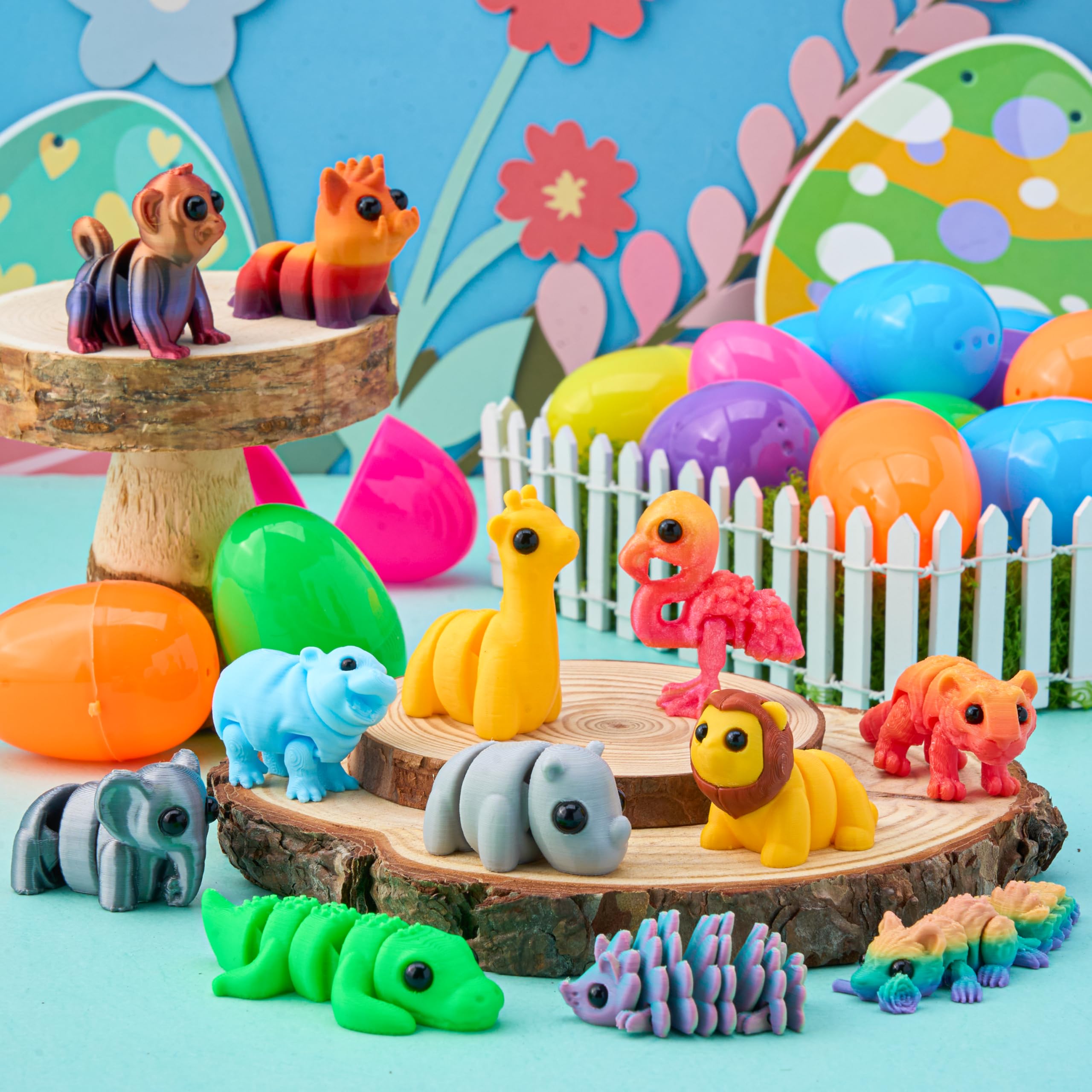 12 Pcs Prefilled Easter Eggs with 3D Articulated Wild Animals for Party Favors & Classroom Prizes - Image 5