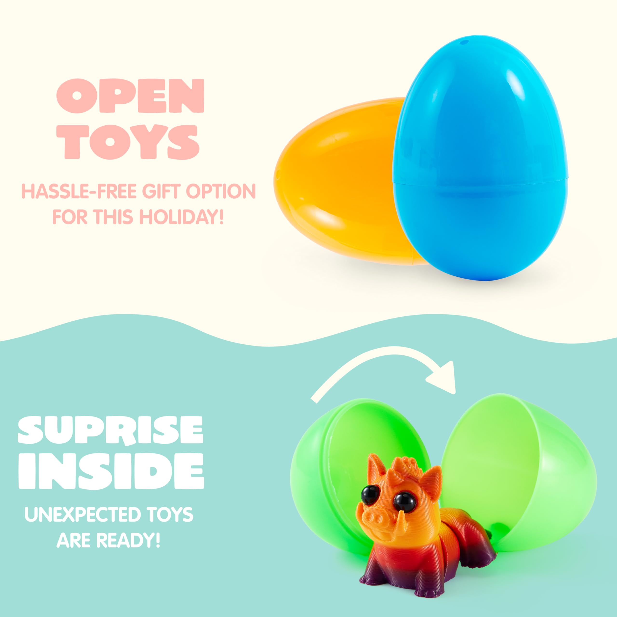 12 Pcs Prefilled Easter Eggs with 3D Articulated Wild Animals for Party Favors & Classroom Prizes - Image 6