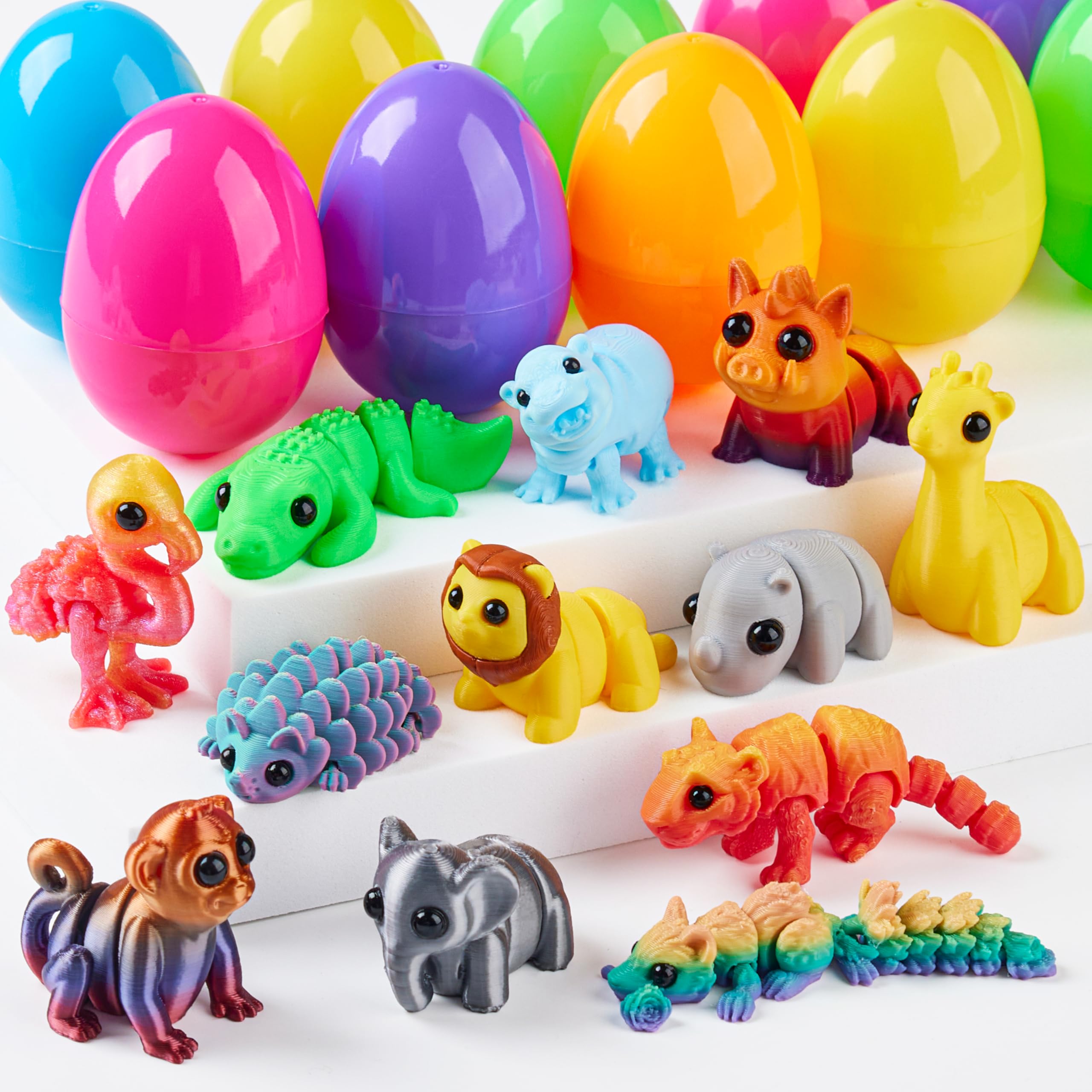 12 Pcs Prefilled Easter Eggs with 3D Articulated Wild Animals for Party Favors & Classroom Prizes - Image 9