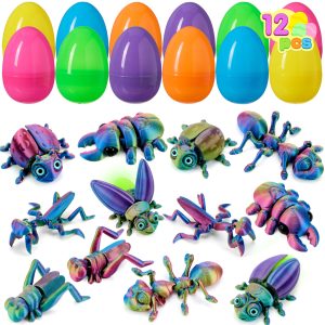 12 Pcs Prefilled Easter Eggs with 3D Printed Insects Toys