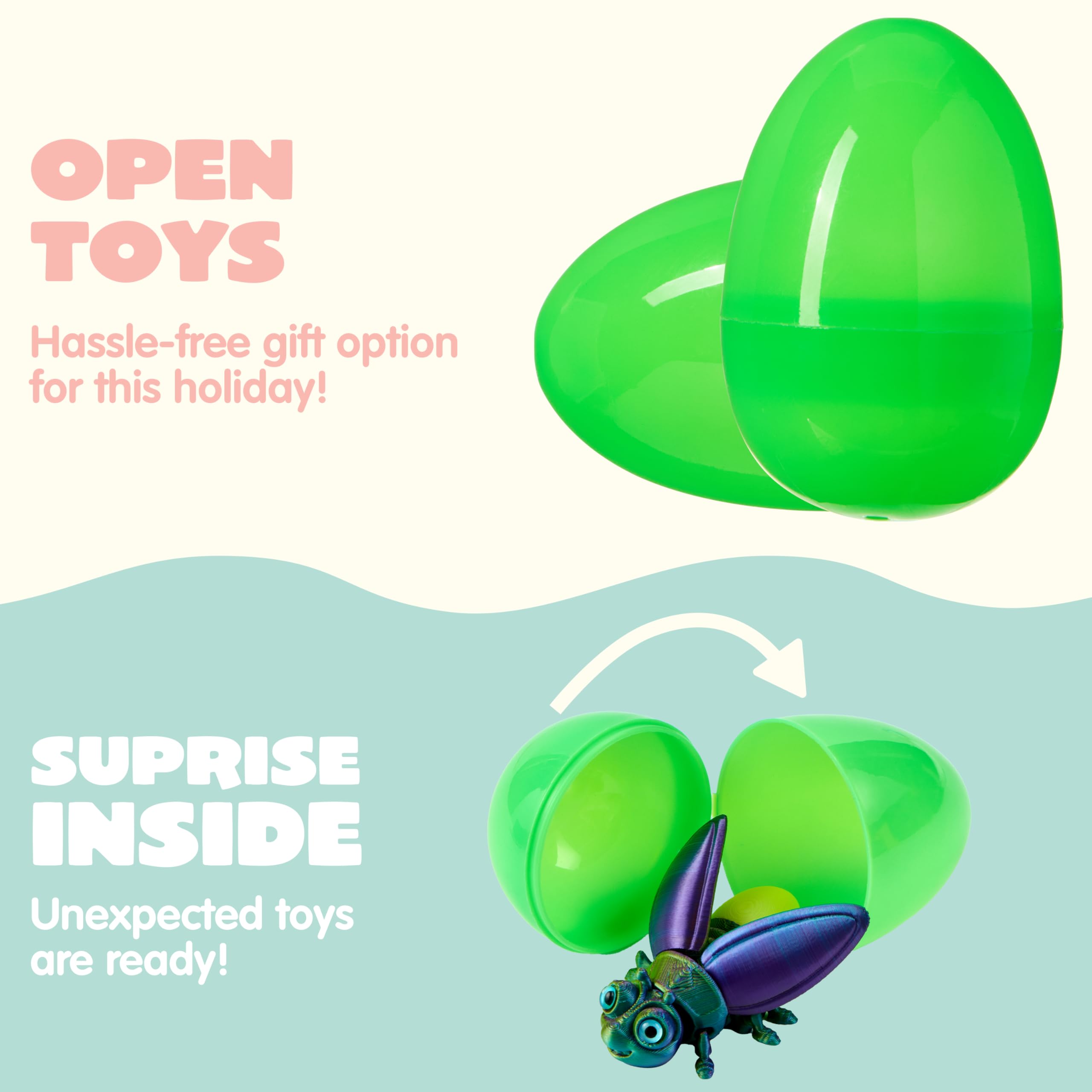 12 Pcs Prefilled Easter Eggs with 3D Printed Insects Toys - Image 7