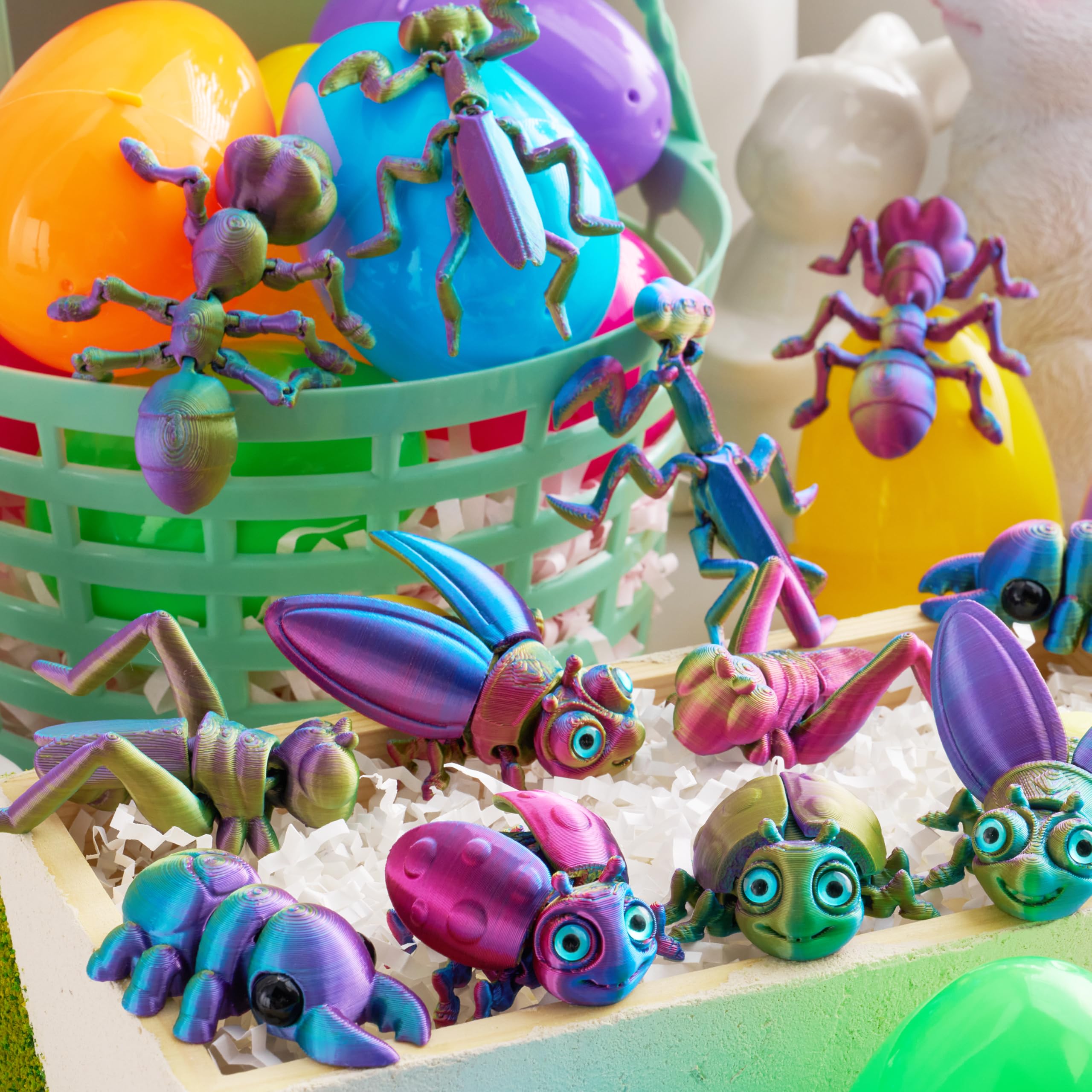 12 Pcs Prefilled Easter Eggs with 3D Printed Insects Toys - Image 9