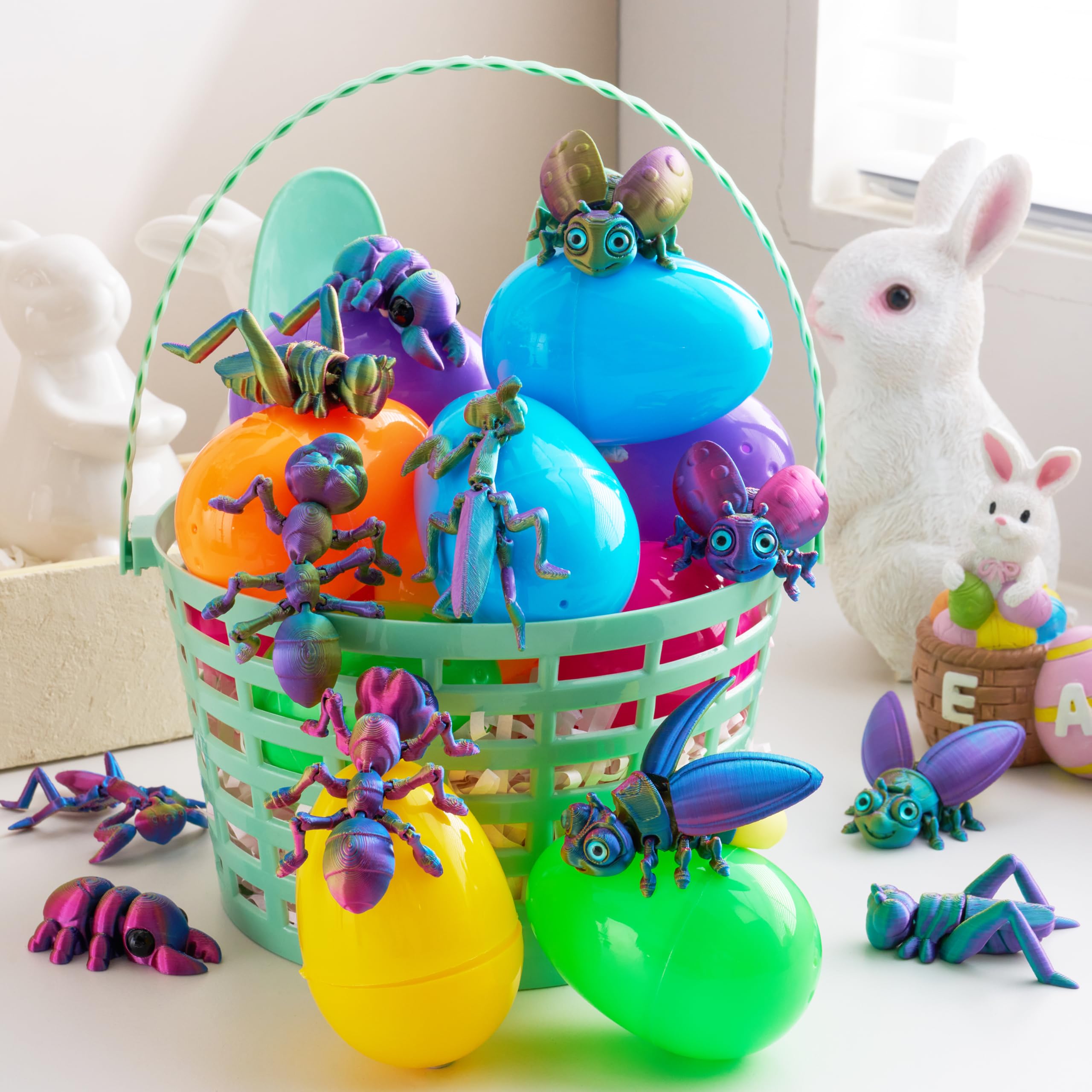 12 Pcs Prefilled Easter Eggs with 3D Printed Insects Toys - Image 2