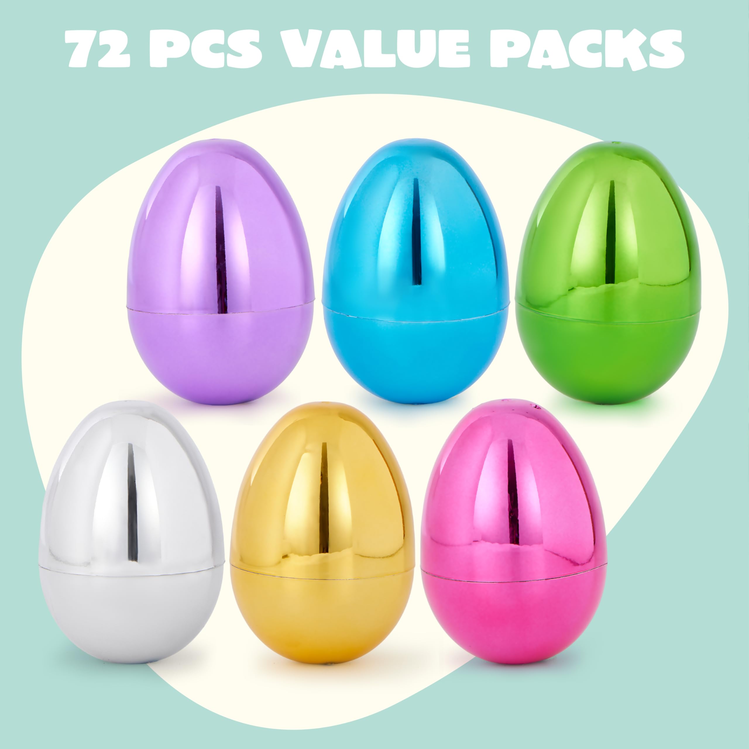 12Pcs Shiny Metallic Fillable Easter Eggs - Image 2