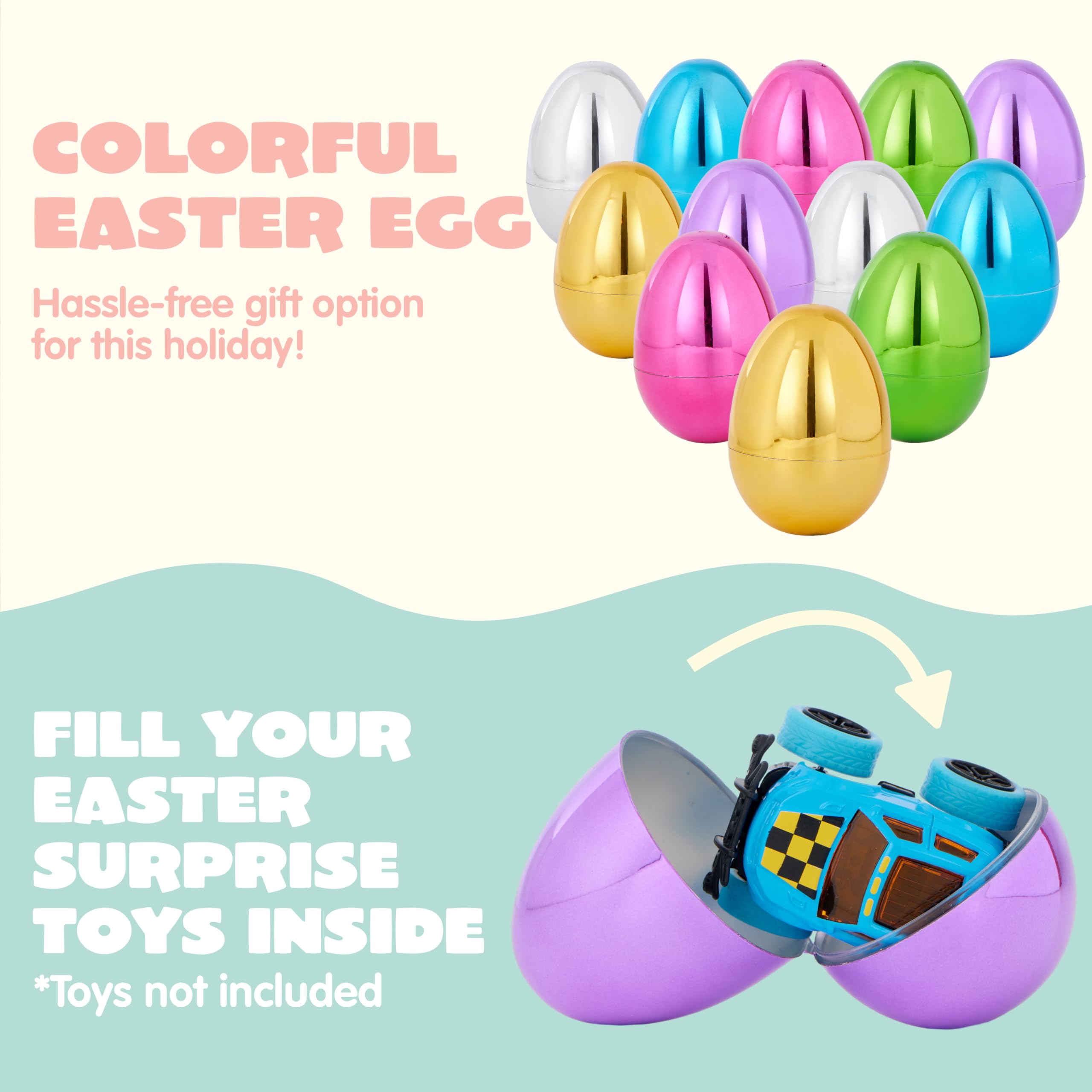 12Pcs Shiny Metallic Fillable Easter Eggs - Image 3