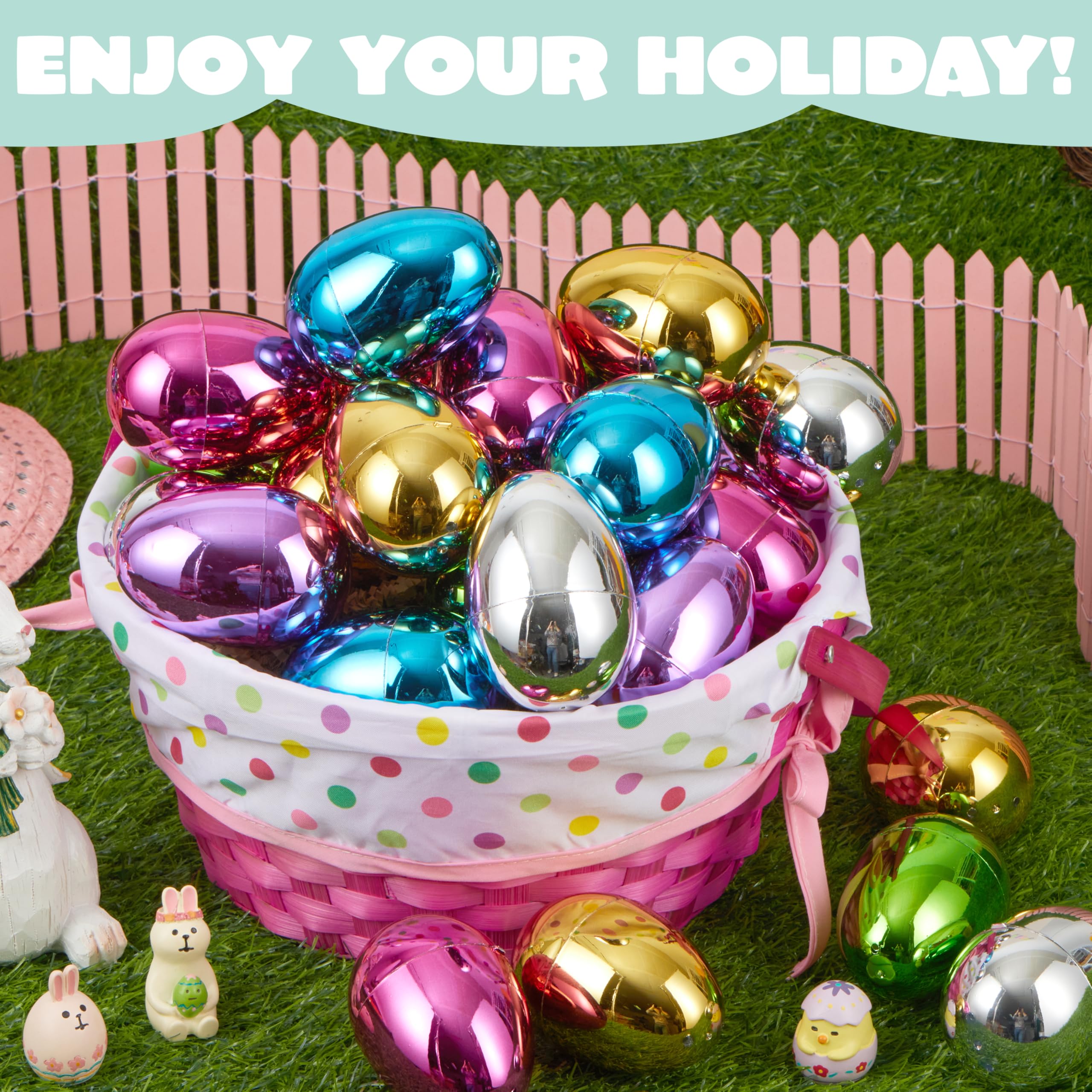 12Pcs Shiny Metallic Fillable Easter Eggs - Image 4