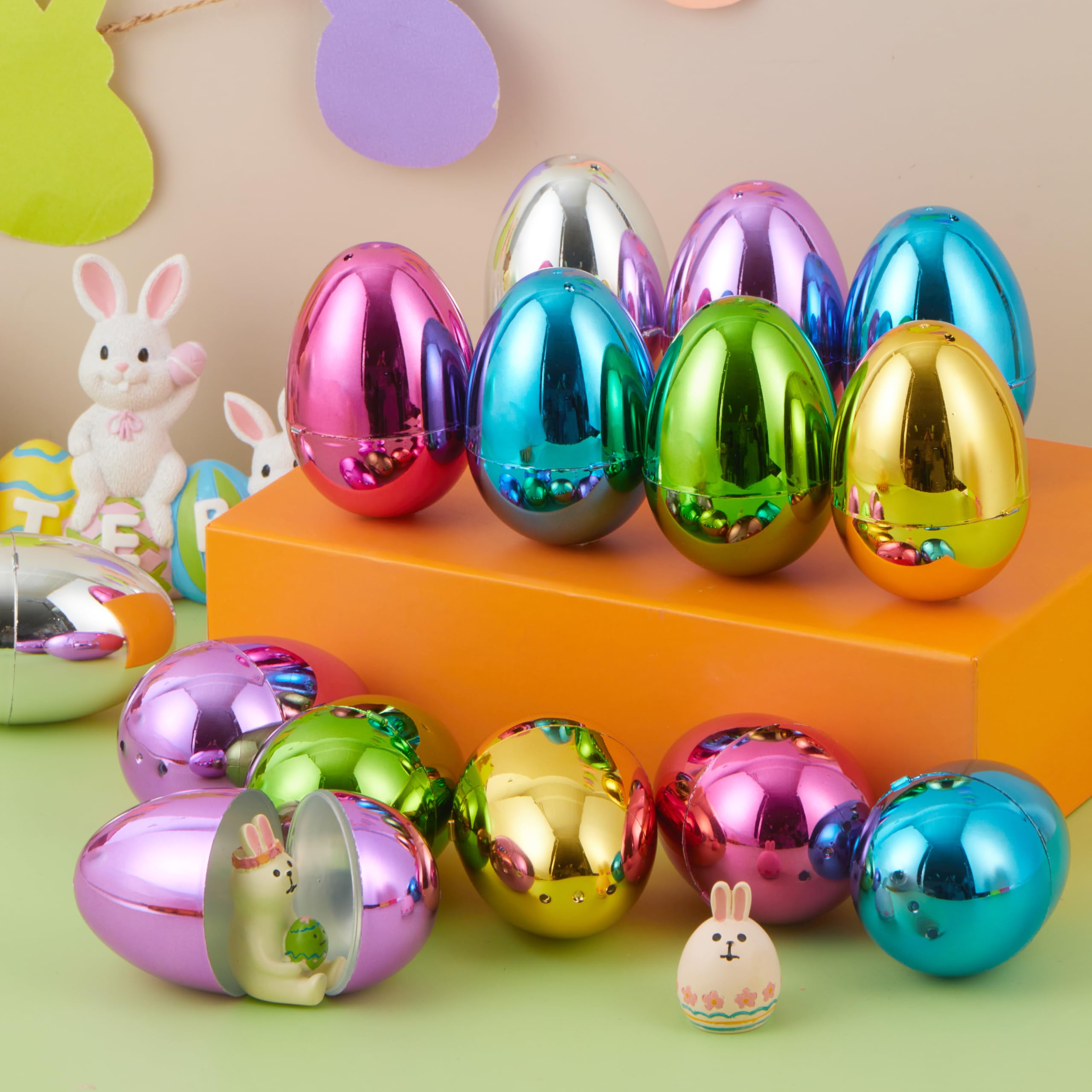 12Pcs Shiny Metallic Fillable Easter Eggs - Image 6