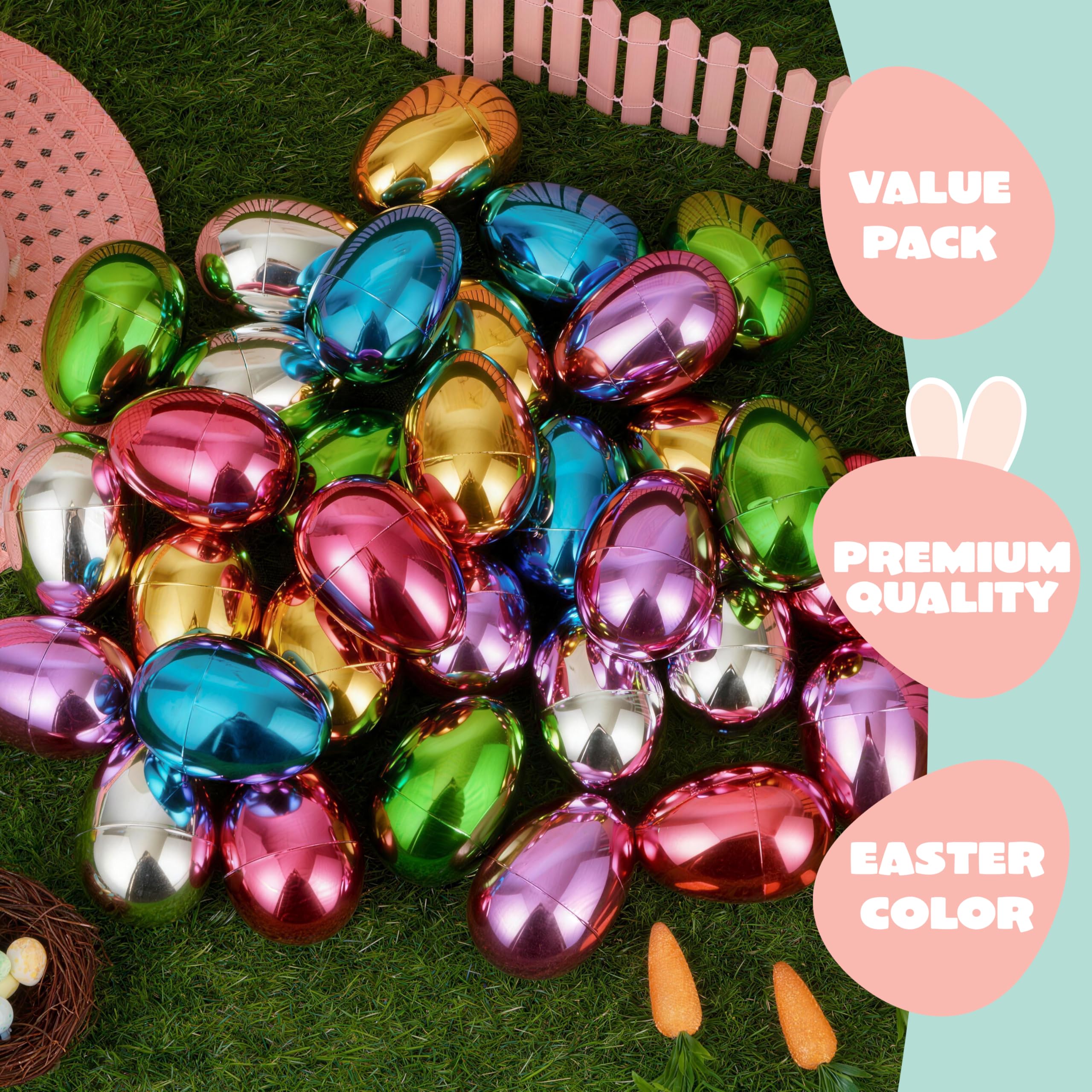 12Pcs Shiny Metallic Fillable Easter Eggs - Image 8