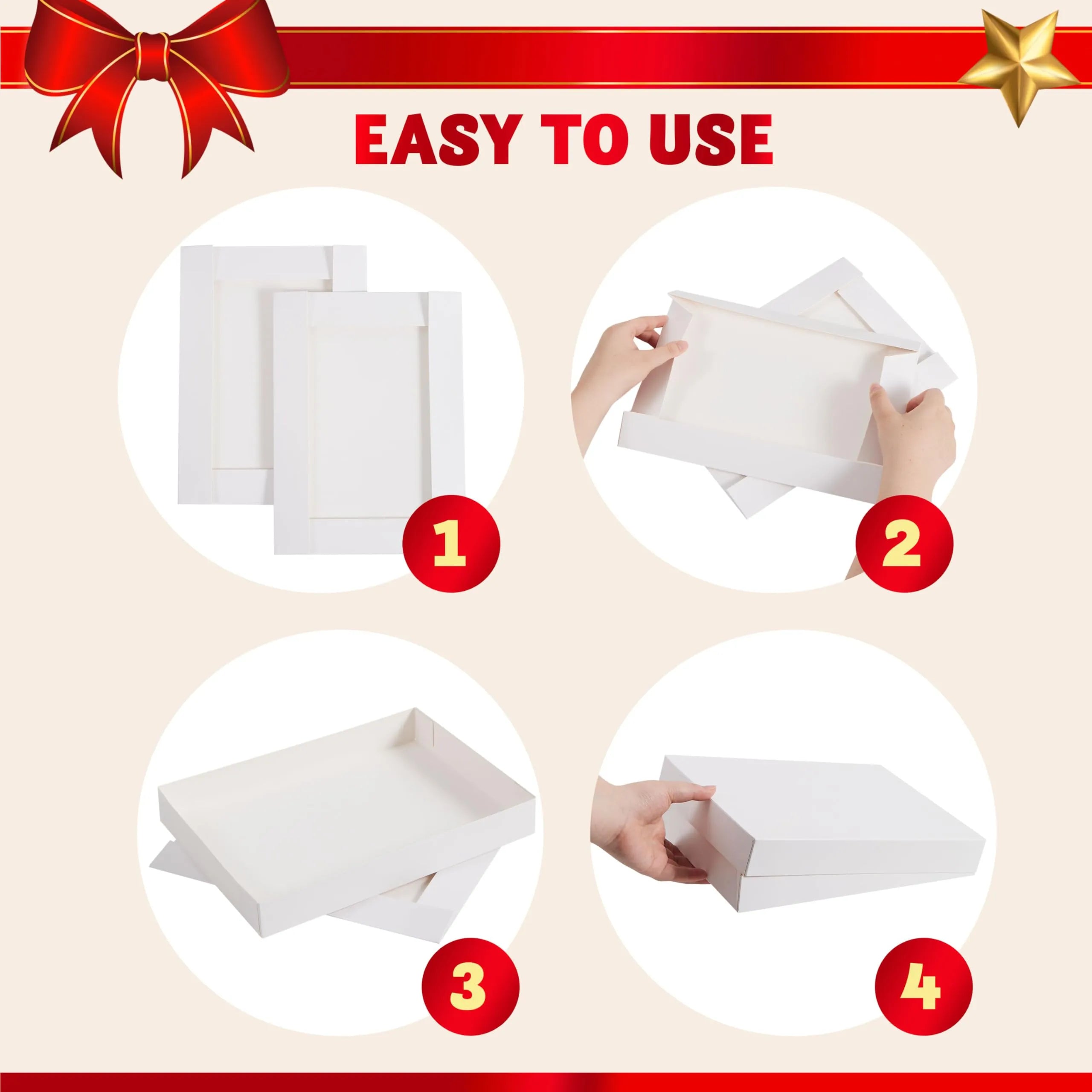 12 Pcs White Cardboard Xmas Gift Boxes include 6 Medium Size Boxes for Shirts - Image 5